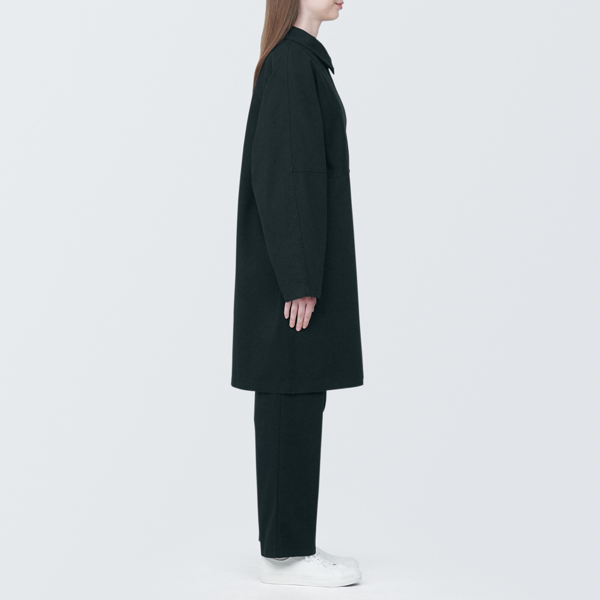 燃えにくい素材を使ったステンカラーコート