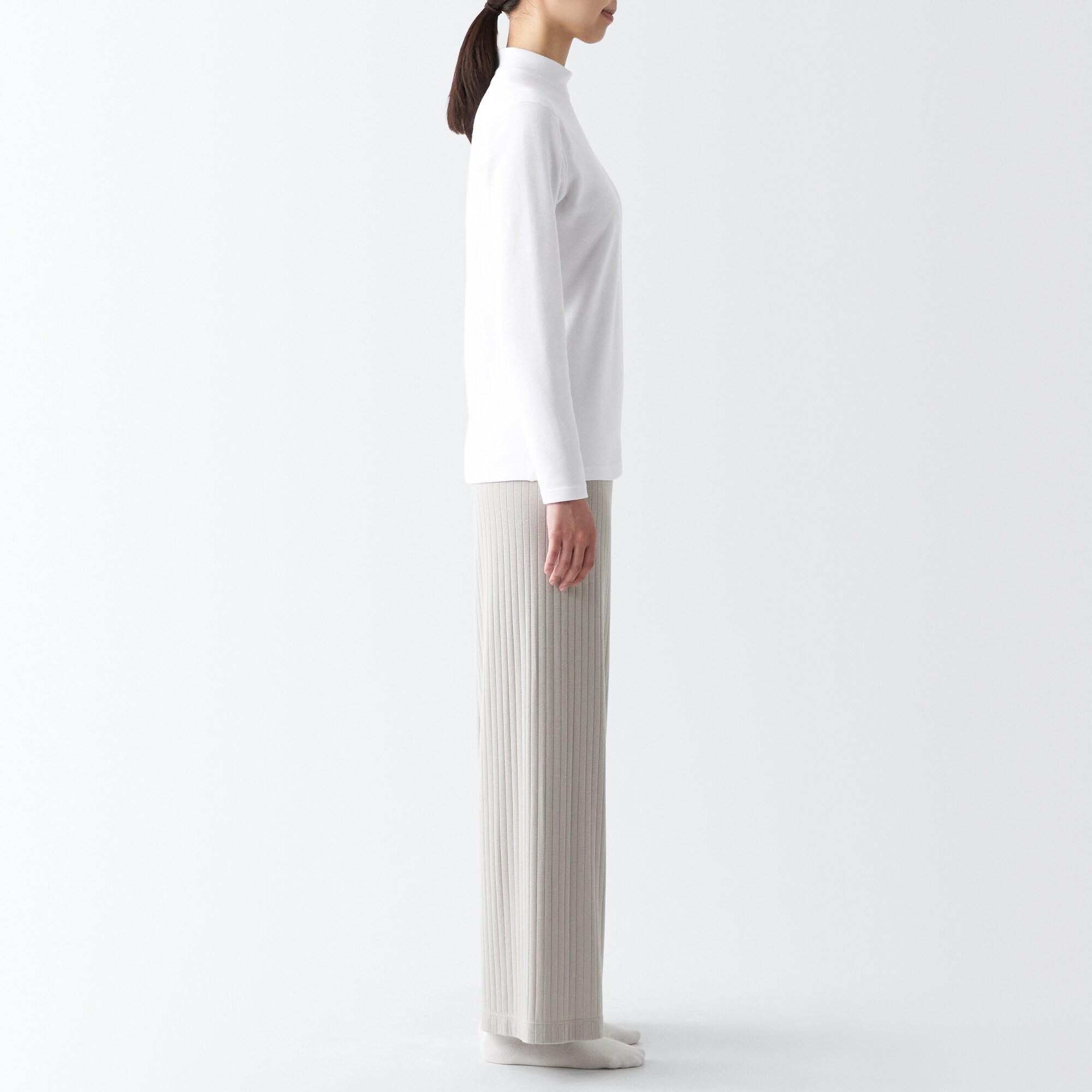 あったか綿　ウール　ハイネック長袖Ｔシャツ