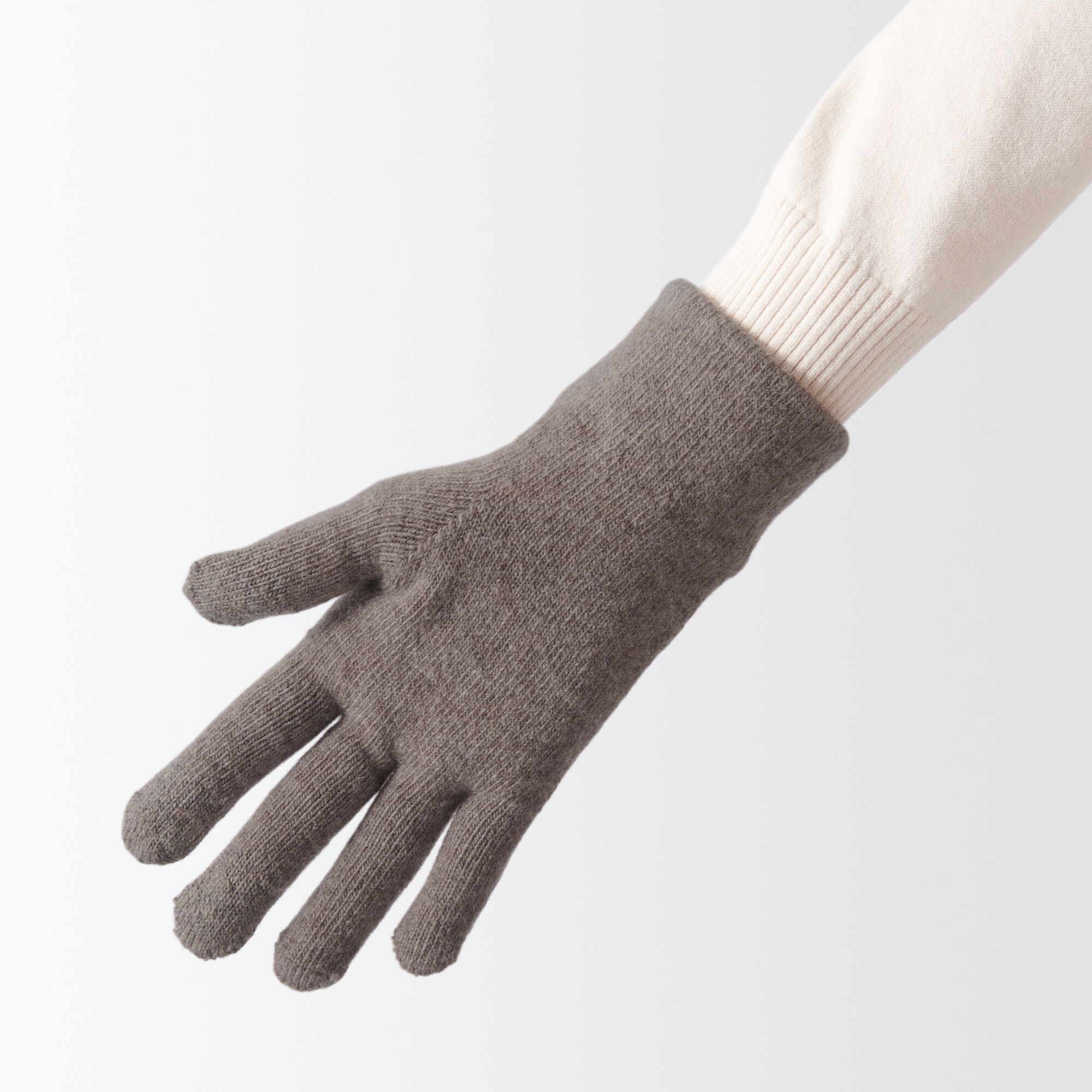 ウール混　裏起毛　　タッチパネル手袋　