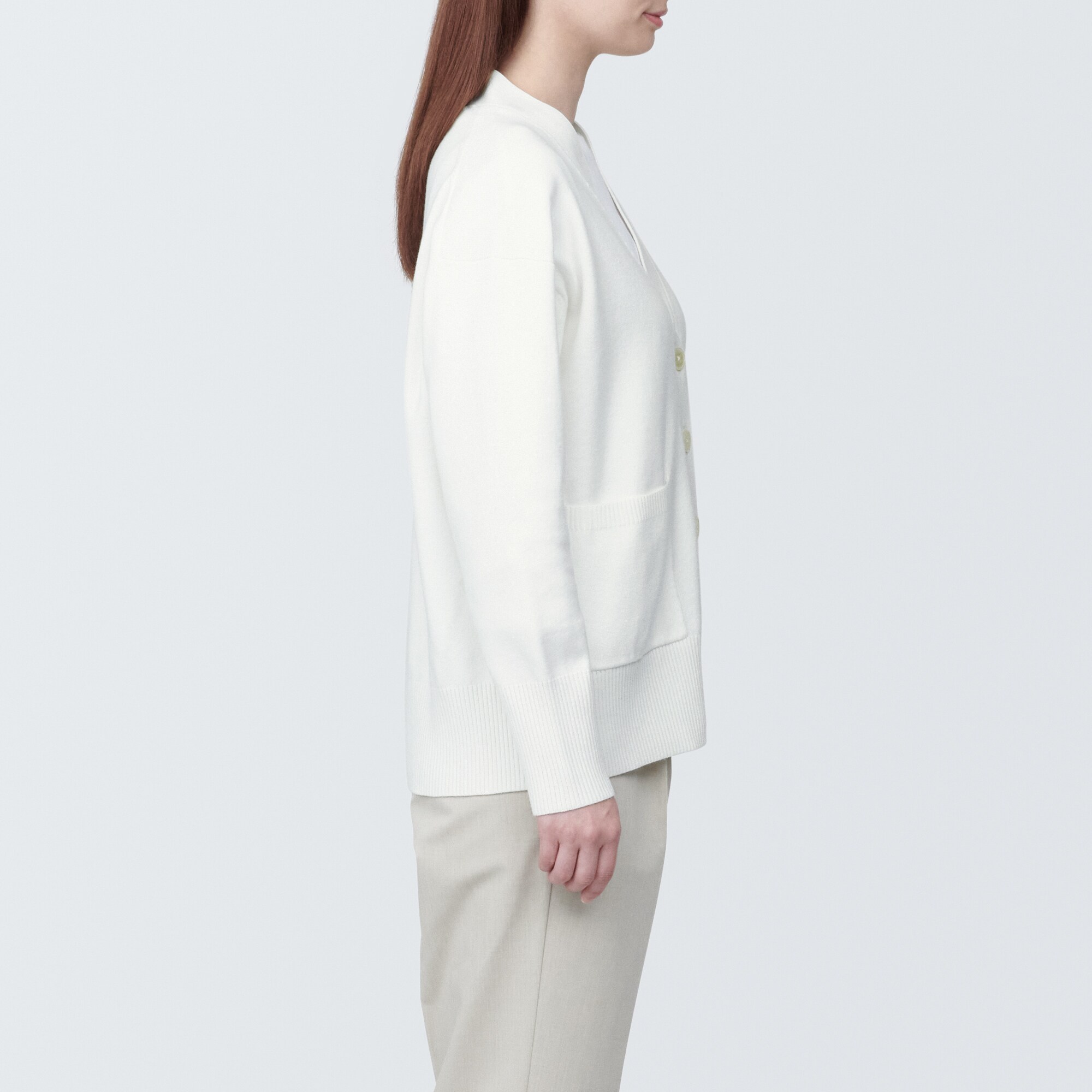 婦人　洗えるミラノリブ編みＶネックカーディガン