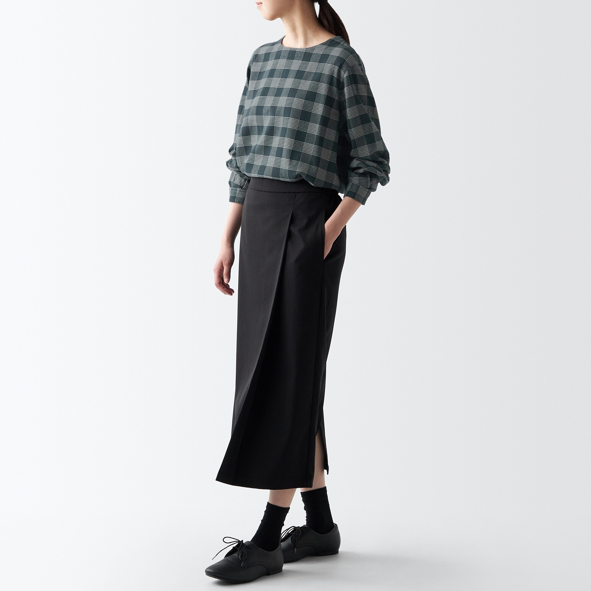 両面起毛フランネル長袖ブラウス