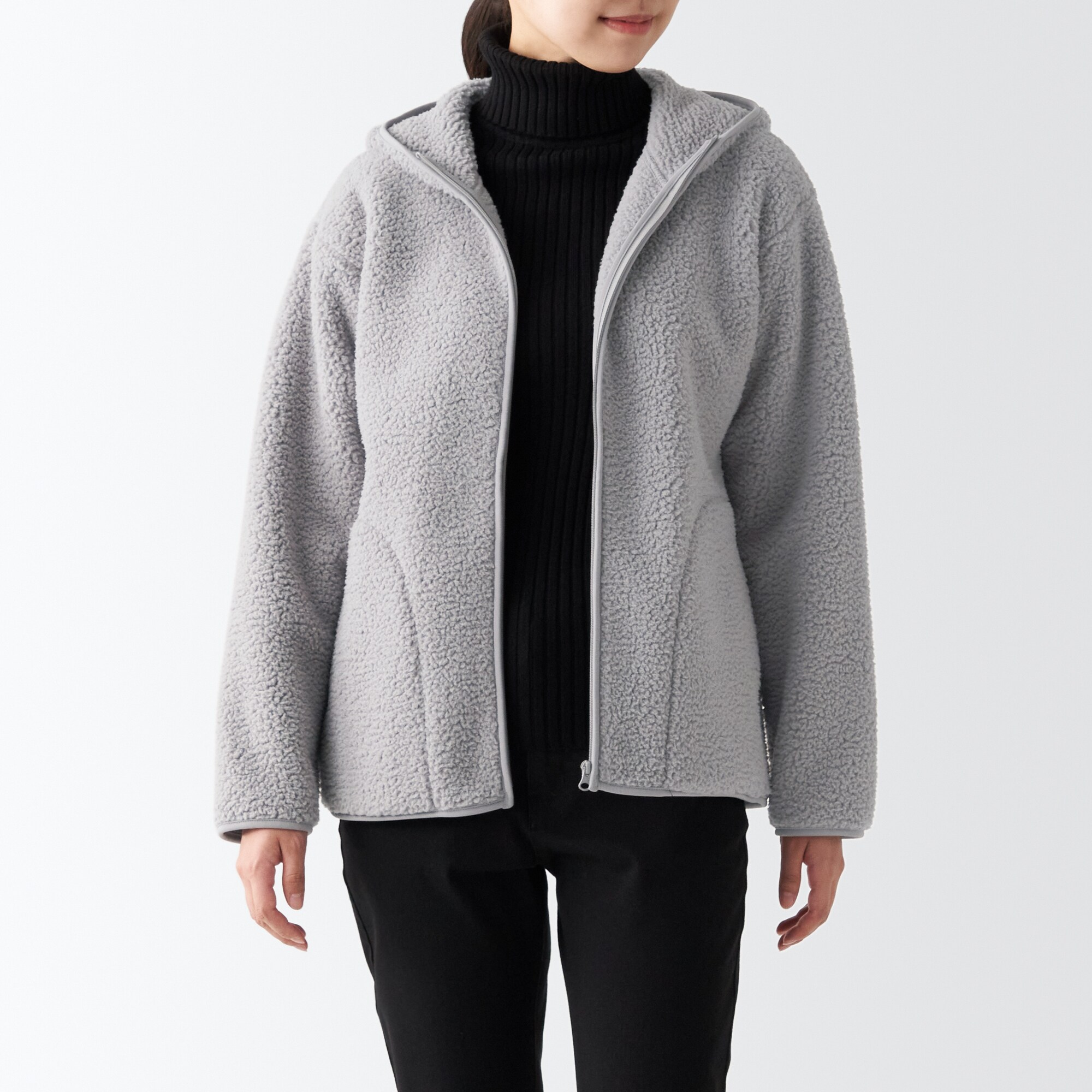 再生ポリエステルボアフリースパーカー