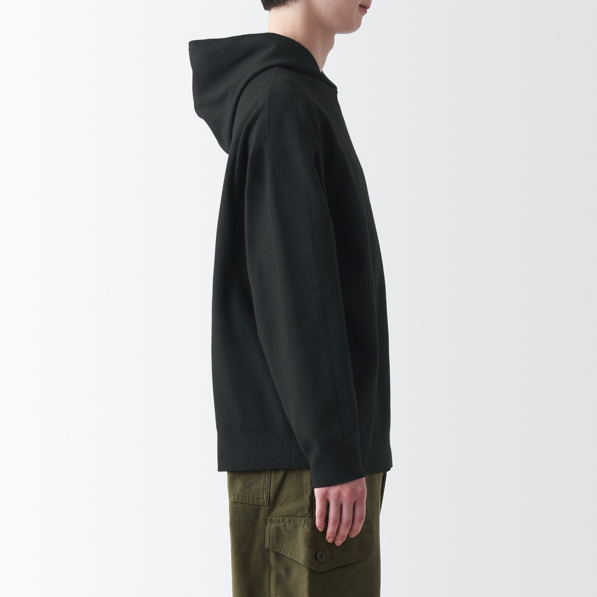 洗えるミラノリブ編みワイドプルパーカ（紳士）