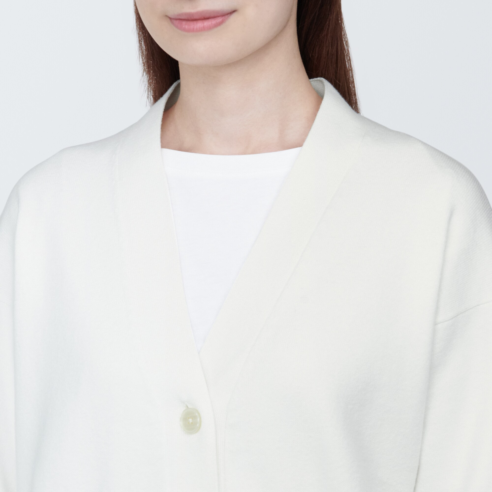 婦人　洗えるミラノリブ編みＶネックカーディガン