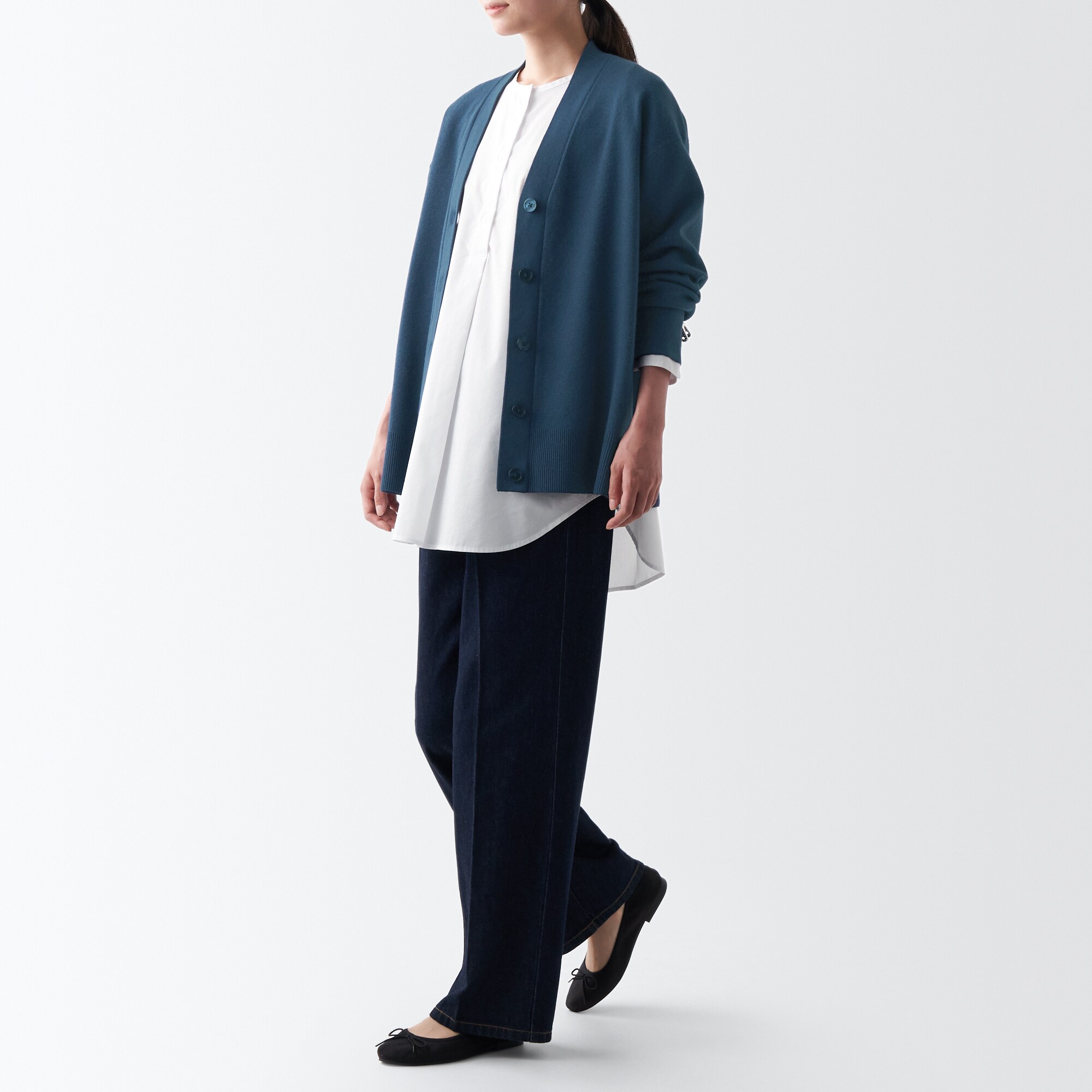 洗えるミラノリブ編みＶネックワイドカーディガン