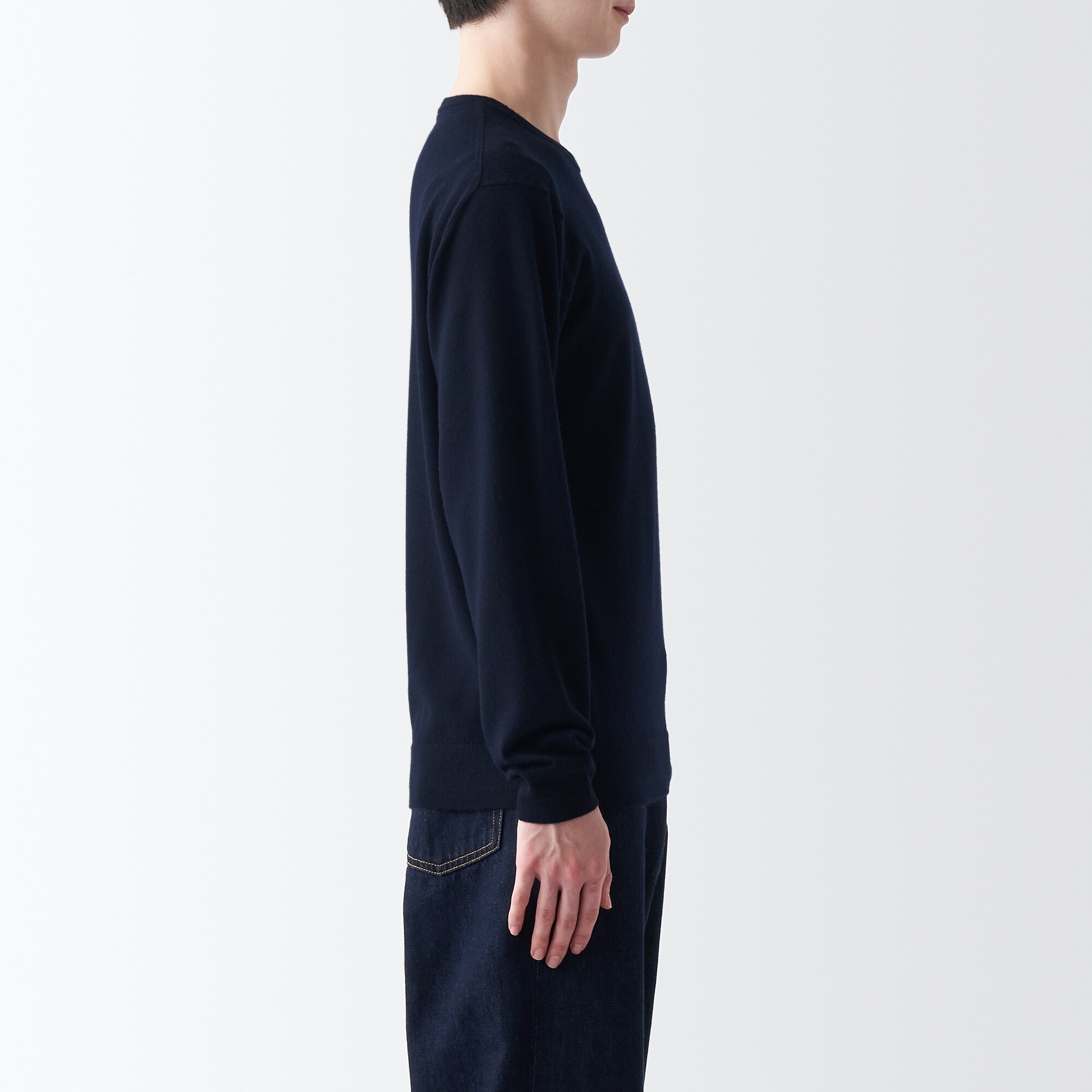 洗えるウールハイゲージクルーネックセーター