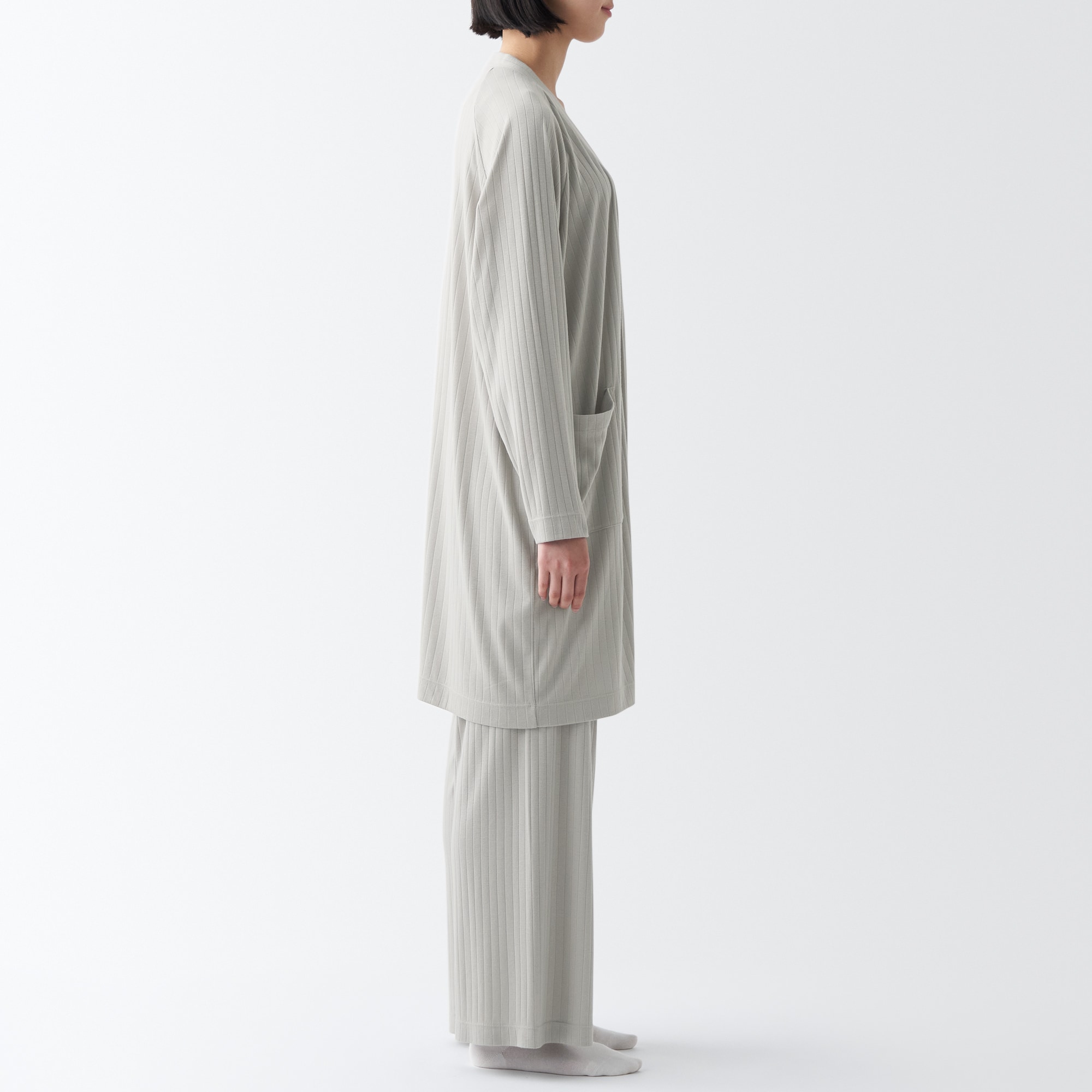 ワイドリブ　ロングカーディガン