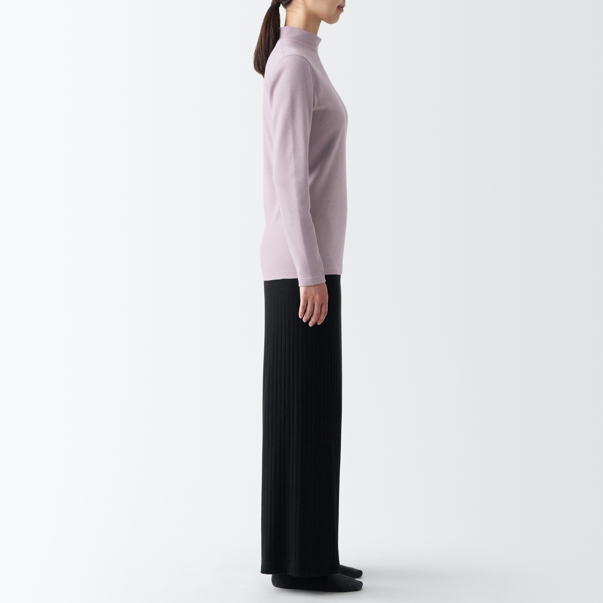 あったか綿　ウール　ハイネック長袖Ｔシャツ