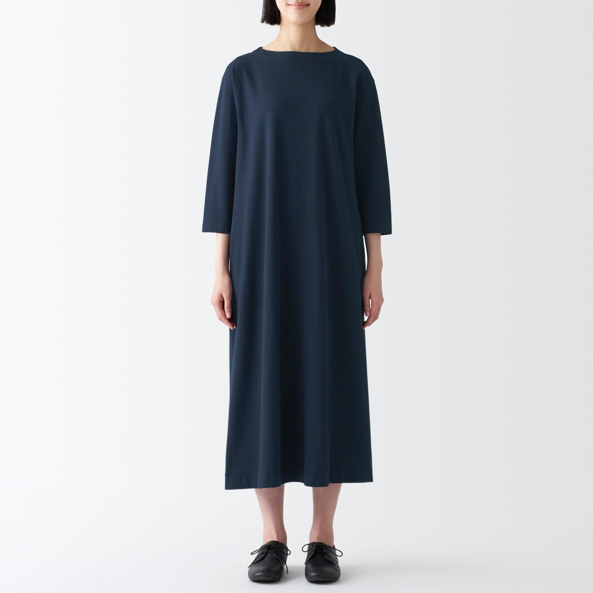 太番手七分袖ワンピース