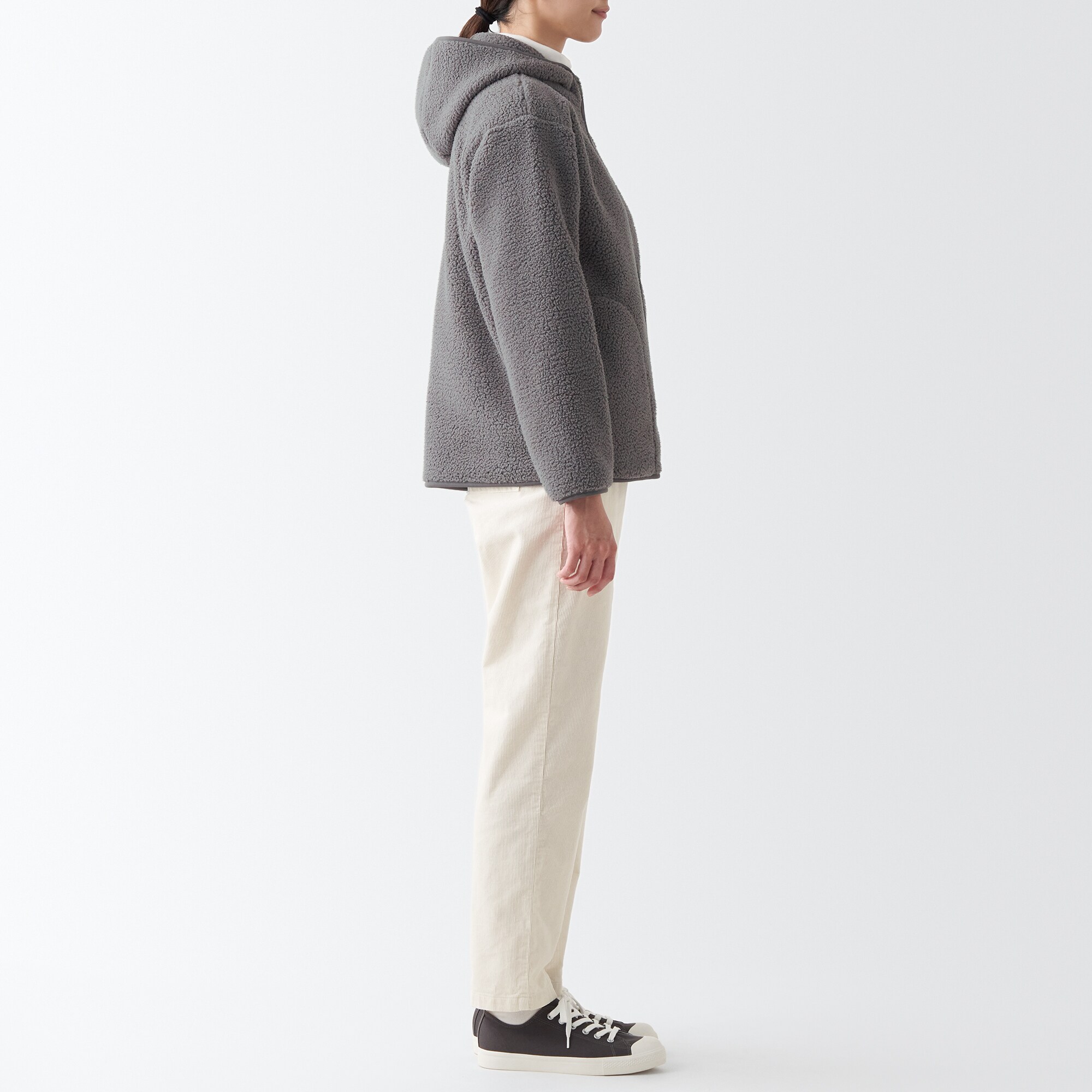 再生ポリエステルボアフリースパーカー