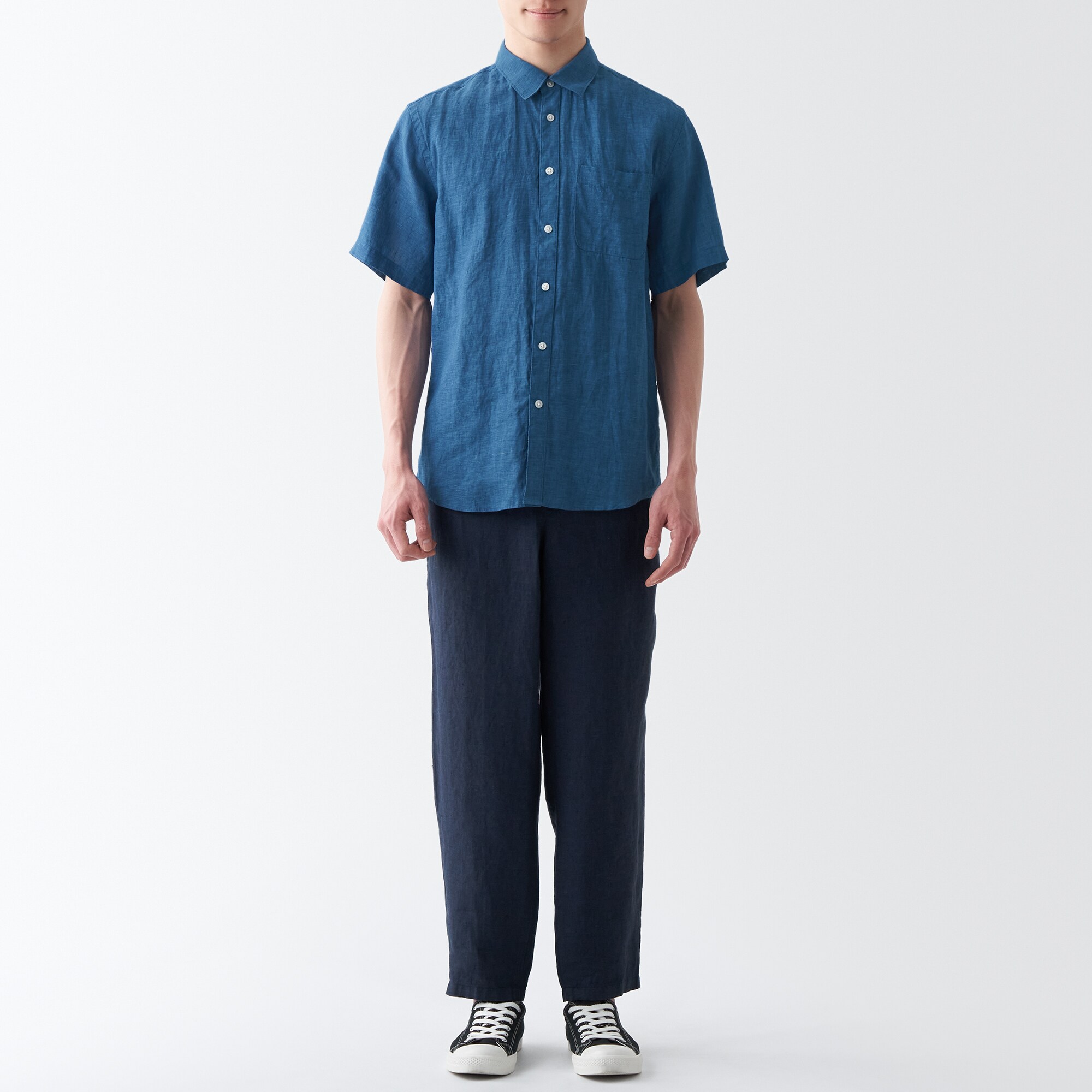 ヘンプ洗いざらし半袖シャツ