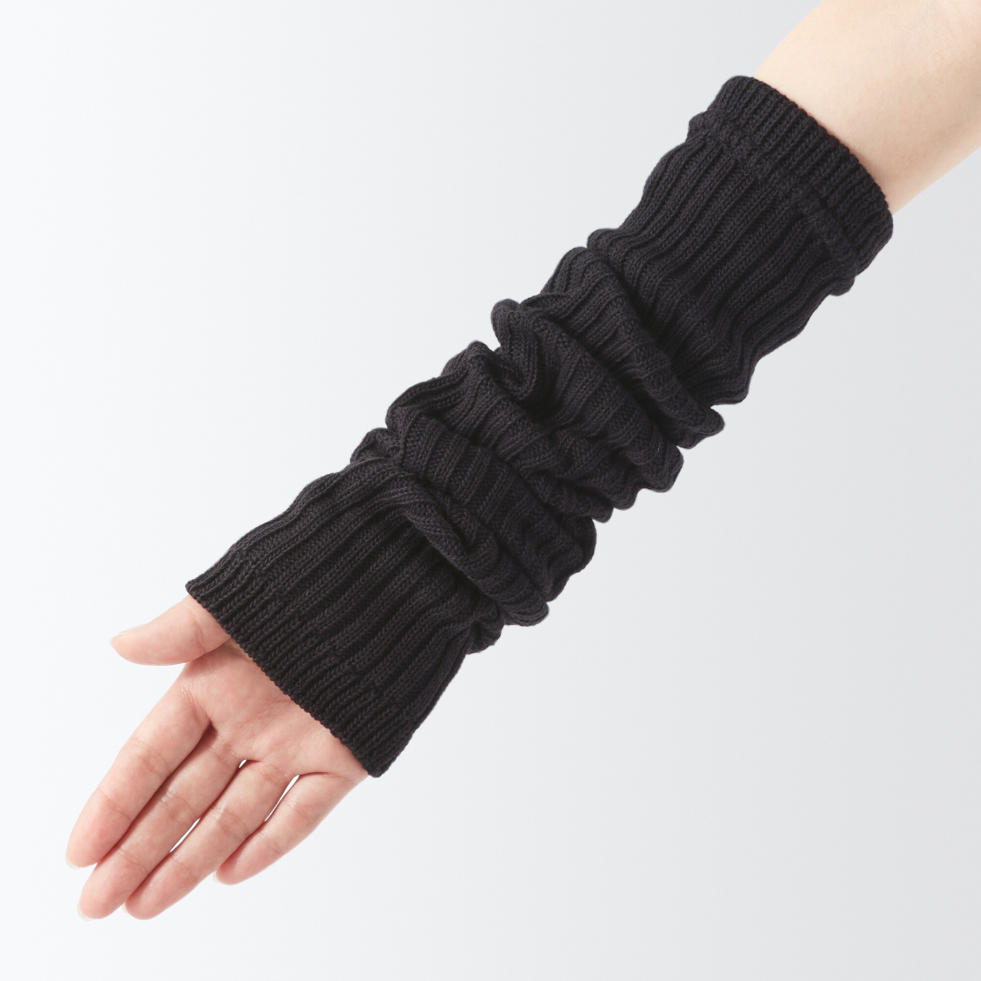 あったか綿　手にも使える　レッグウォーマー（ウール入り）