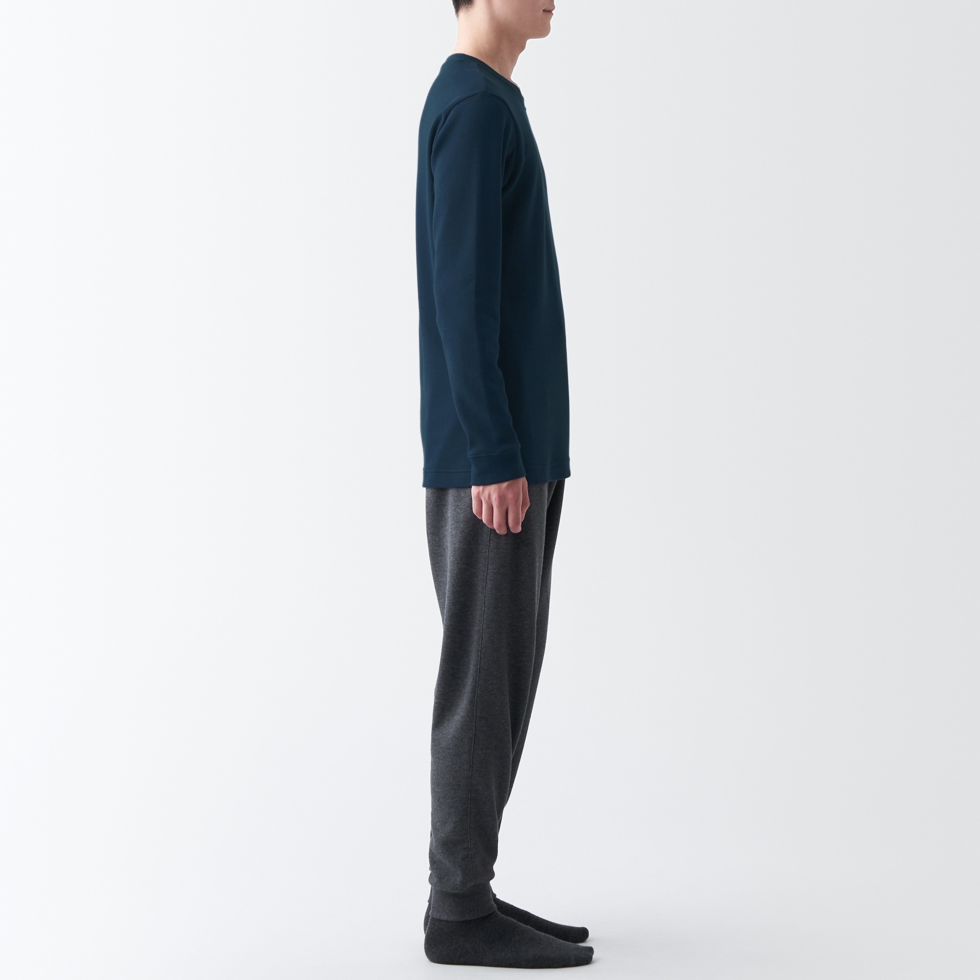 あったか綿　ウール　クルーネック長袖Ｔシャツ