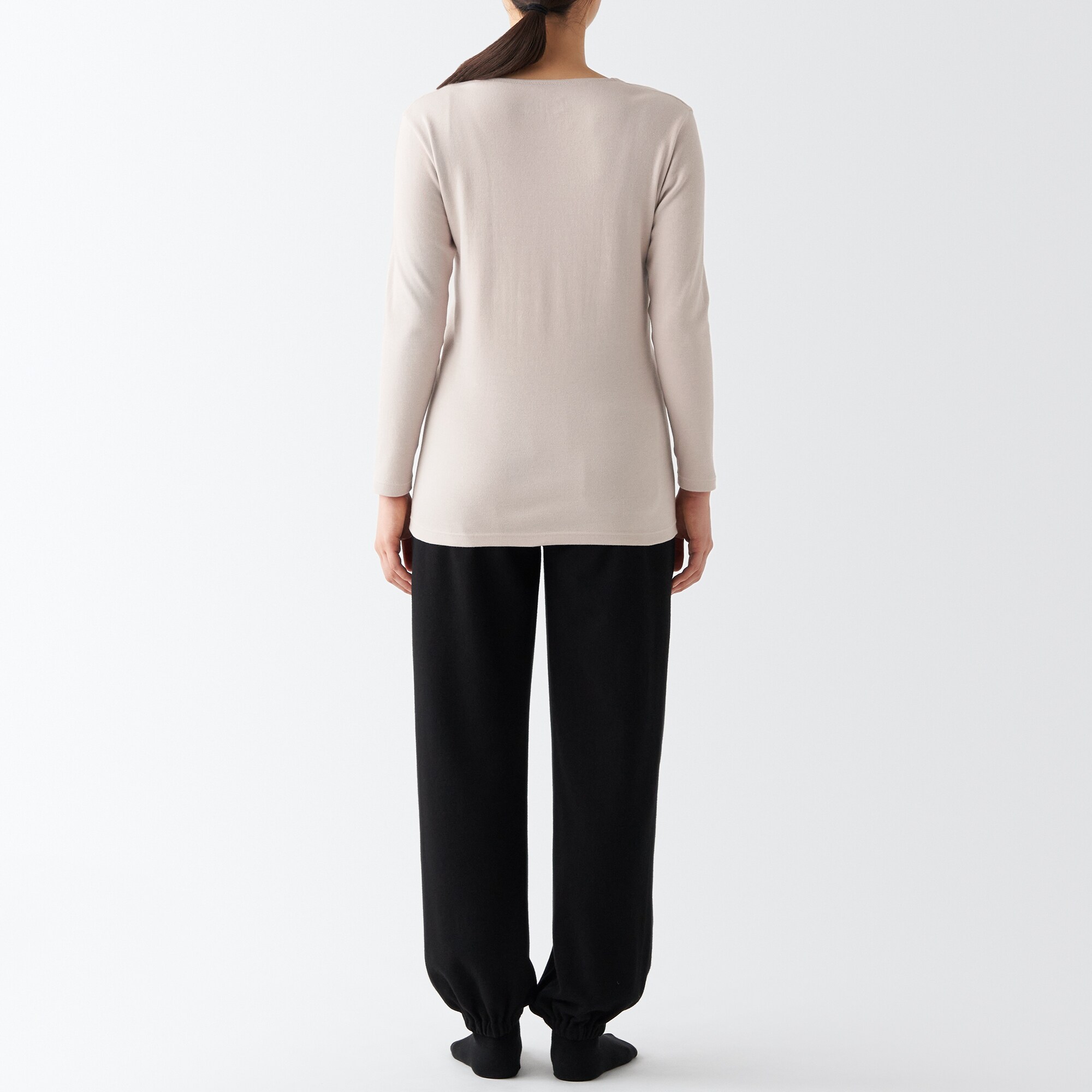 あったか綿　厚手　Ｕネック八分袖Ｔシャツ