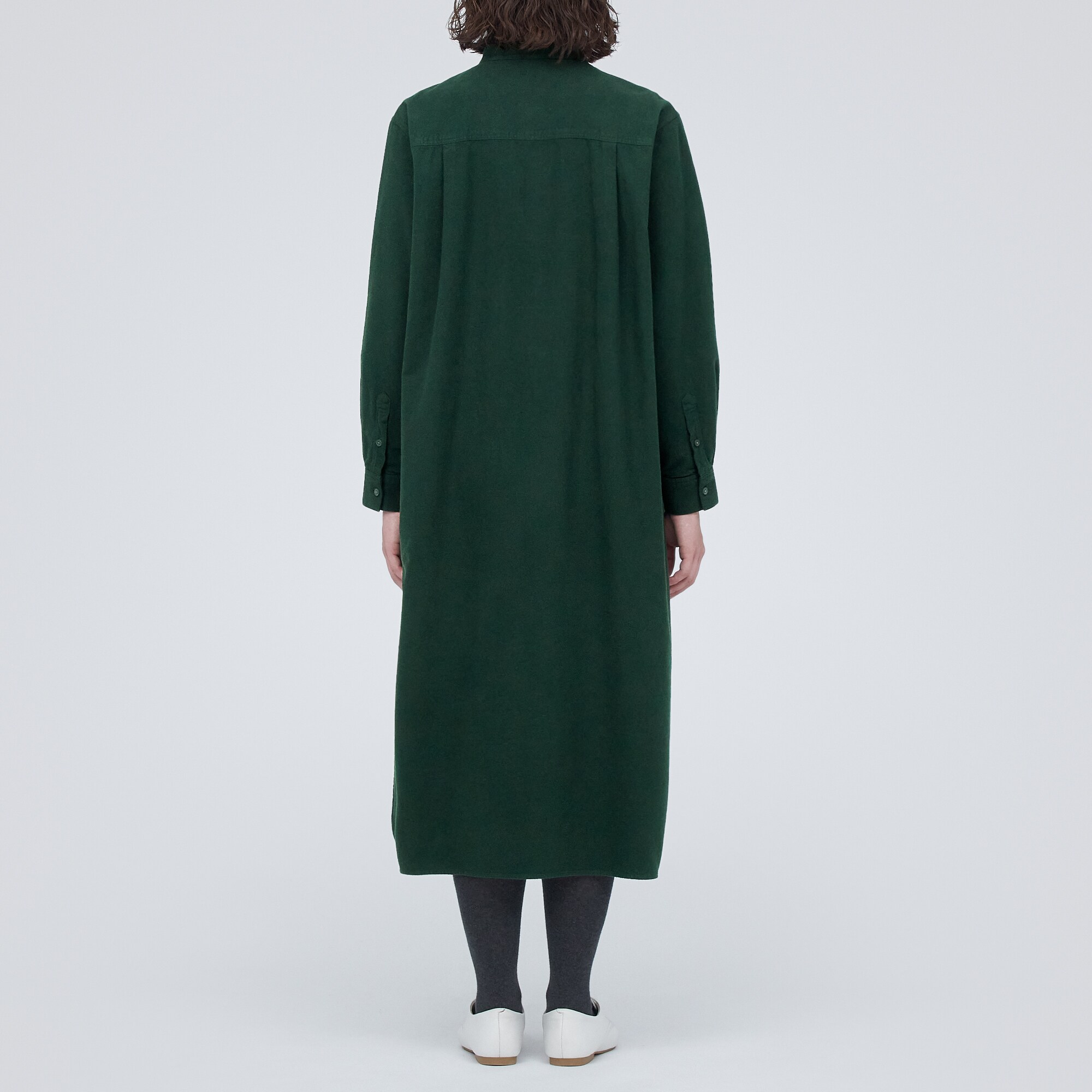 両面起毛フランネルスタンドカラーシャツワンピース