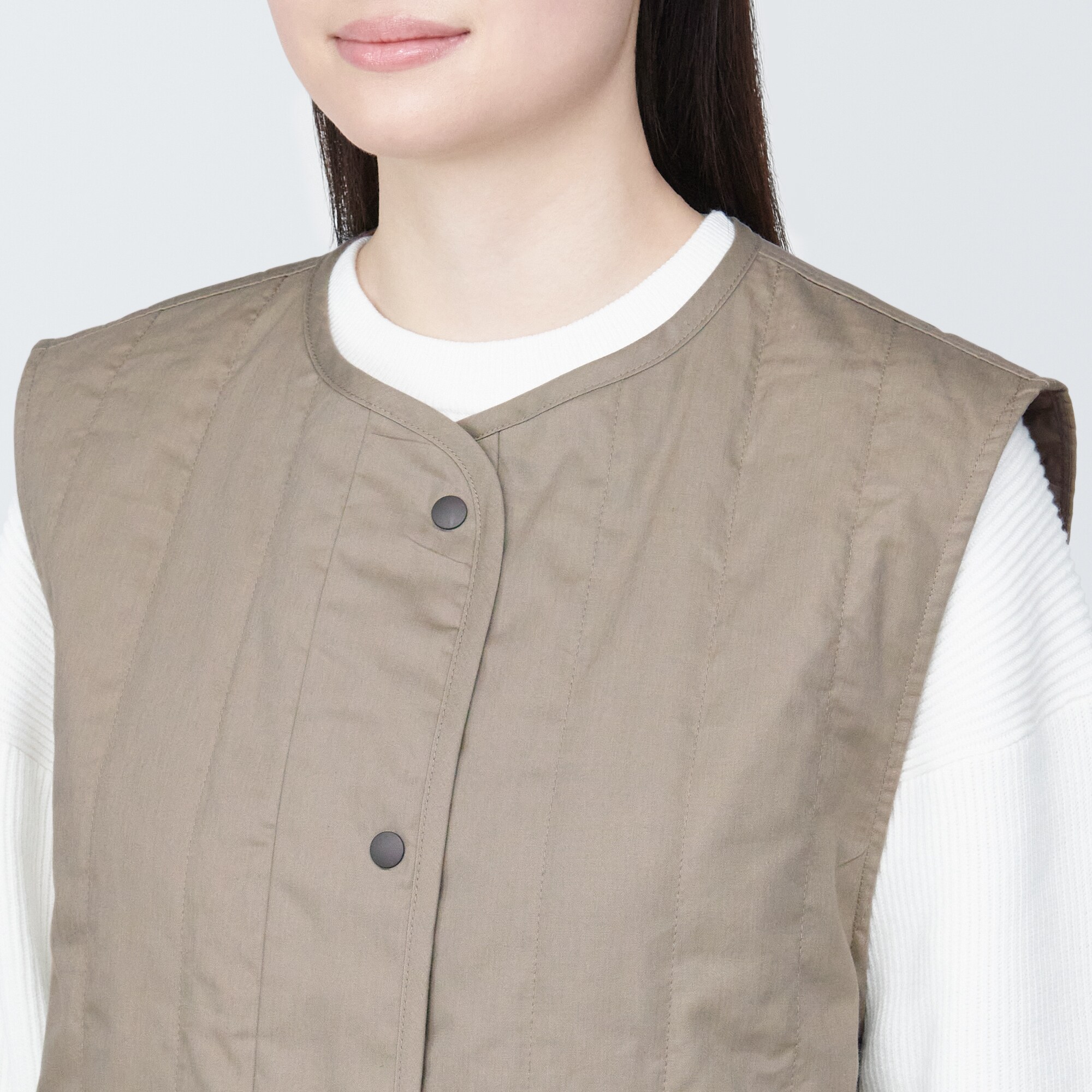 婦人　木の実から作ったカポック混中わたロングジレ