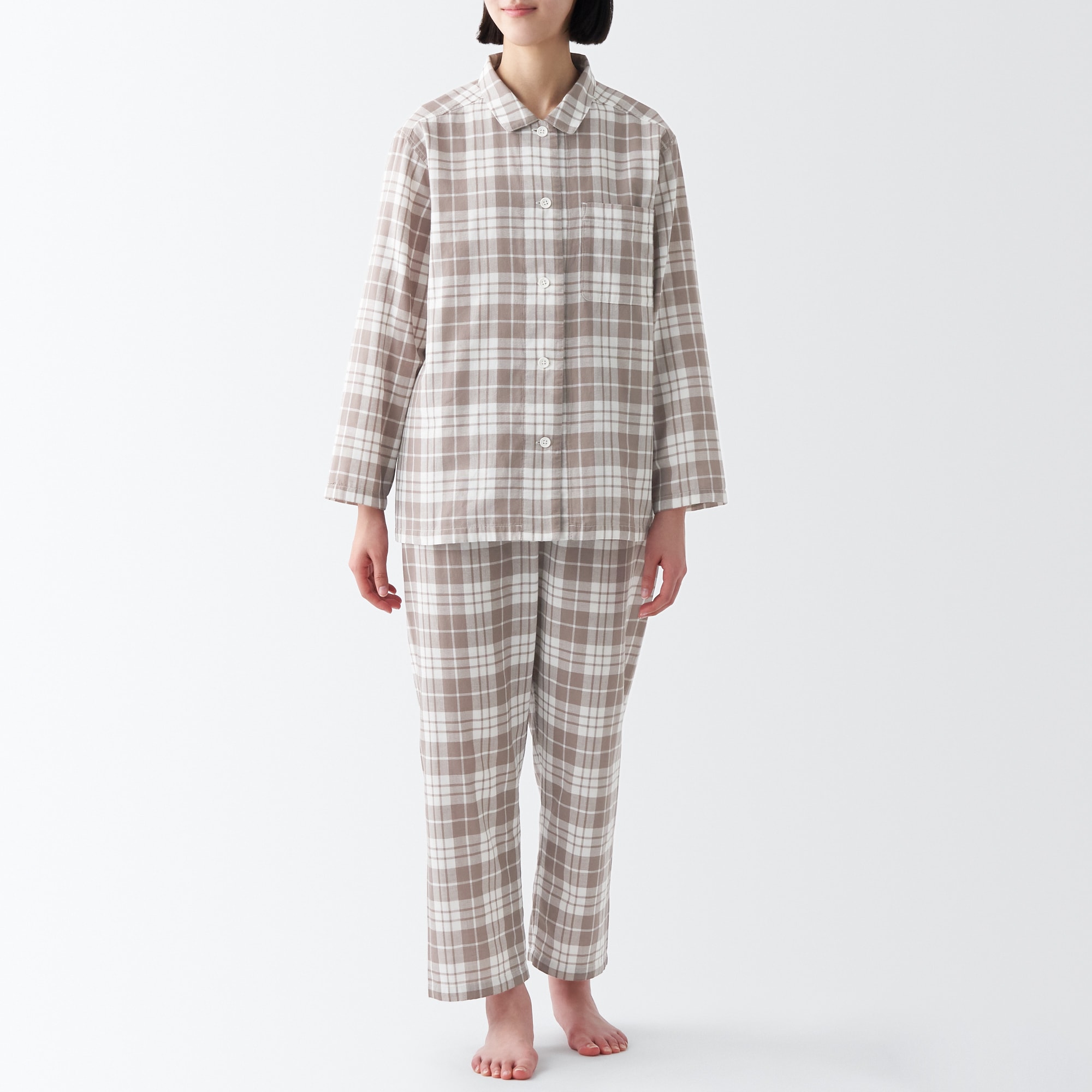 【年中着られる定番】脇に縫い目のない　二重ガーゼパジャマ