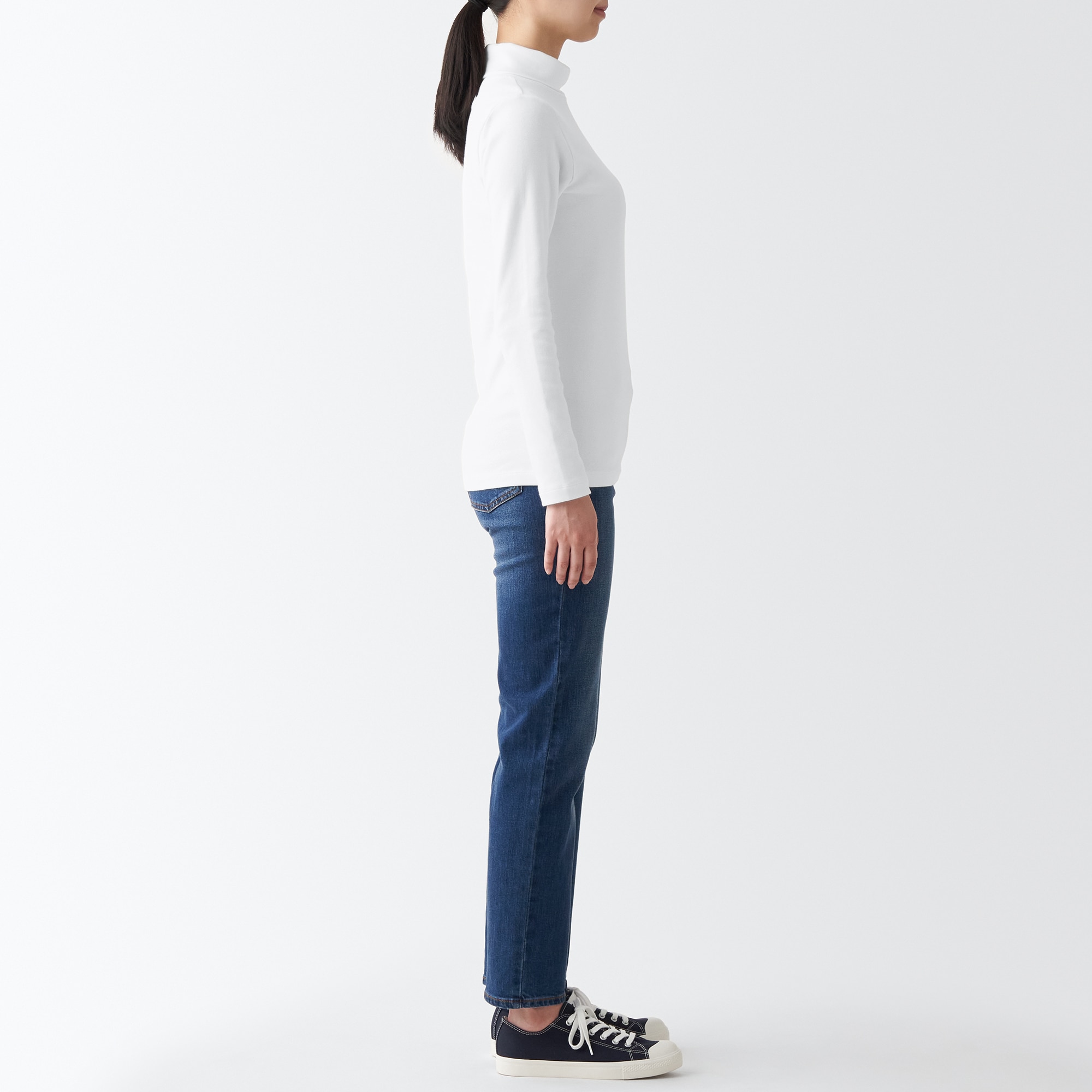 ストレッチフライス編みタートルネック長袖Ｔシャツ