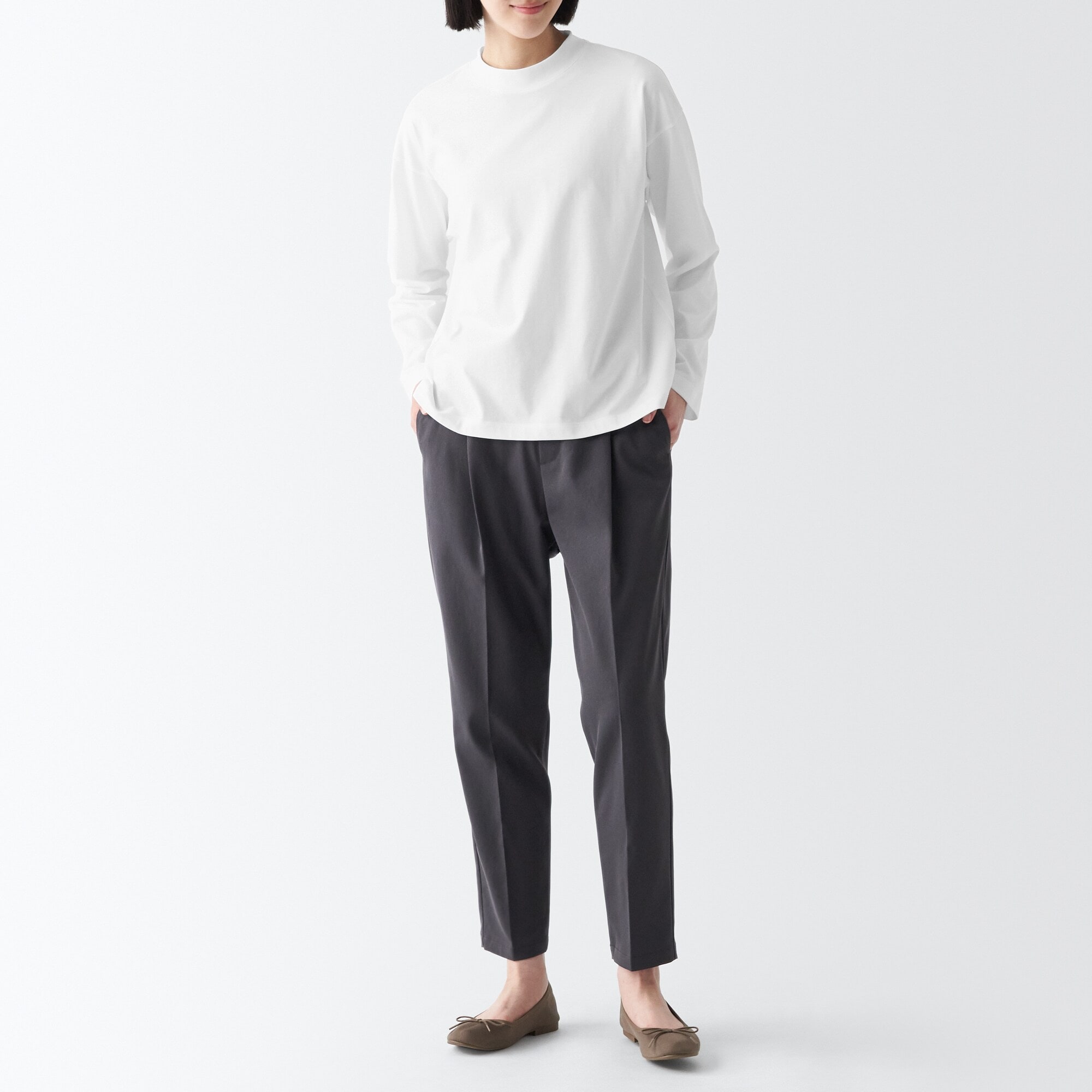 婦人　天竺編みクルーネック長袖Ｔシャツ