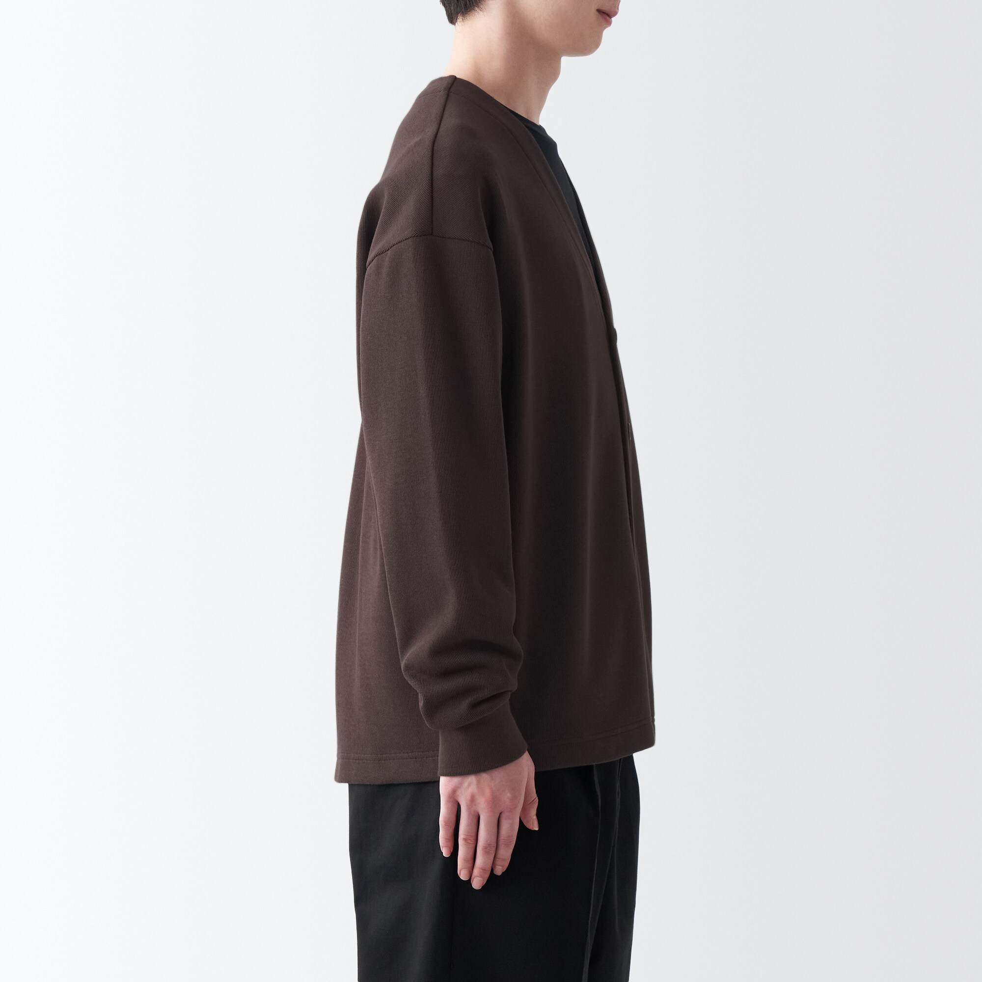 二重編みスウェットカーディガン