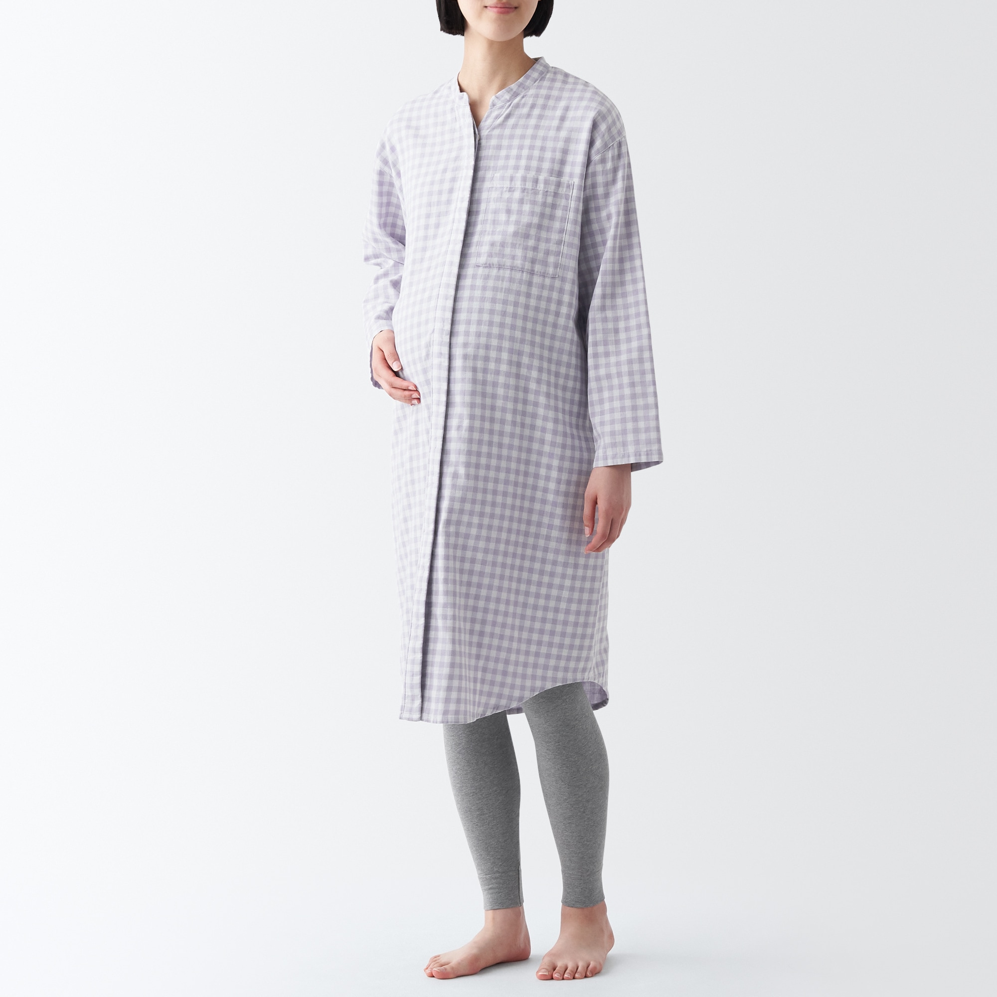 脇に縫い目のない　二重ガーゼパジャマ（マタニティ）