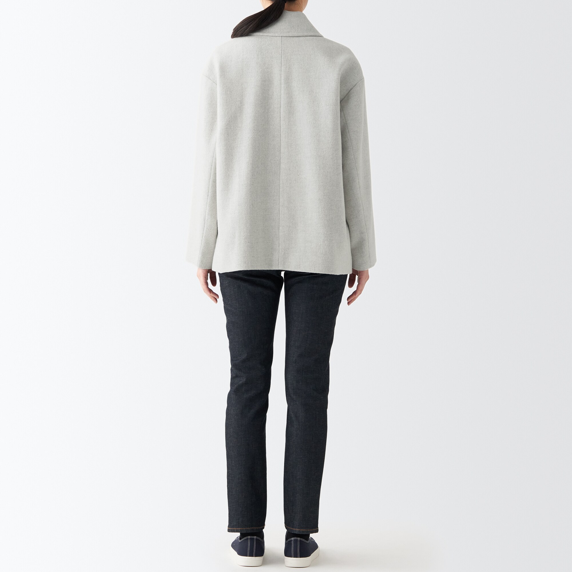 ウール混ステンカラーショートコート