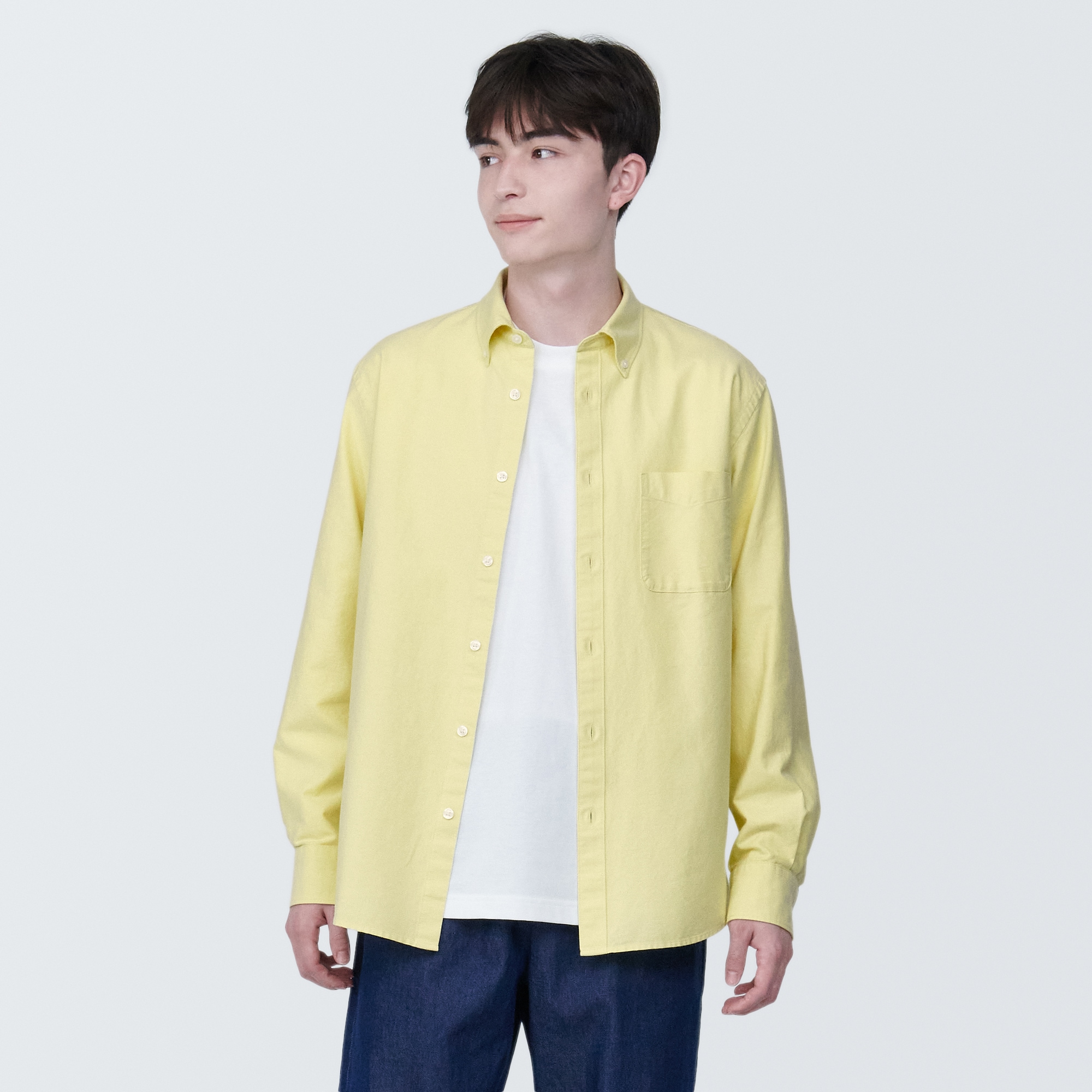 紳士　洗いざらしオックスボタンダウン長袖シャツ