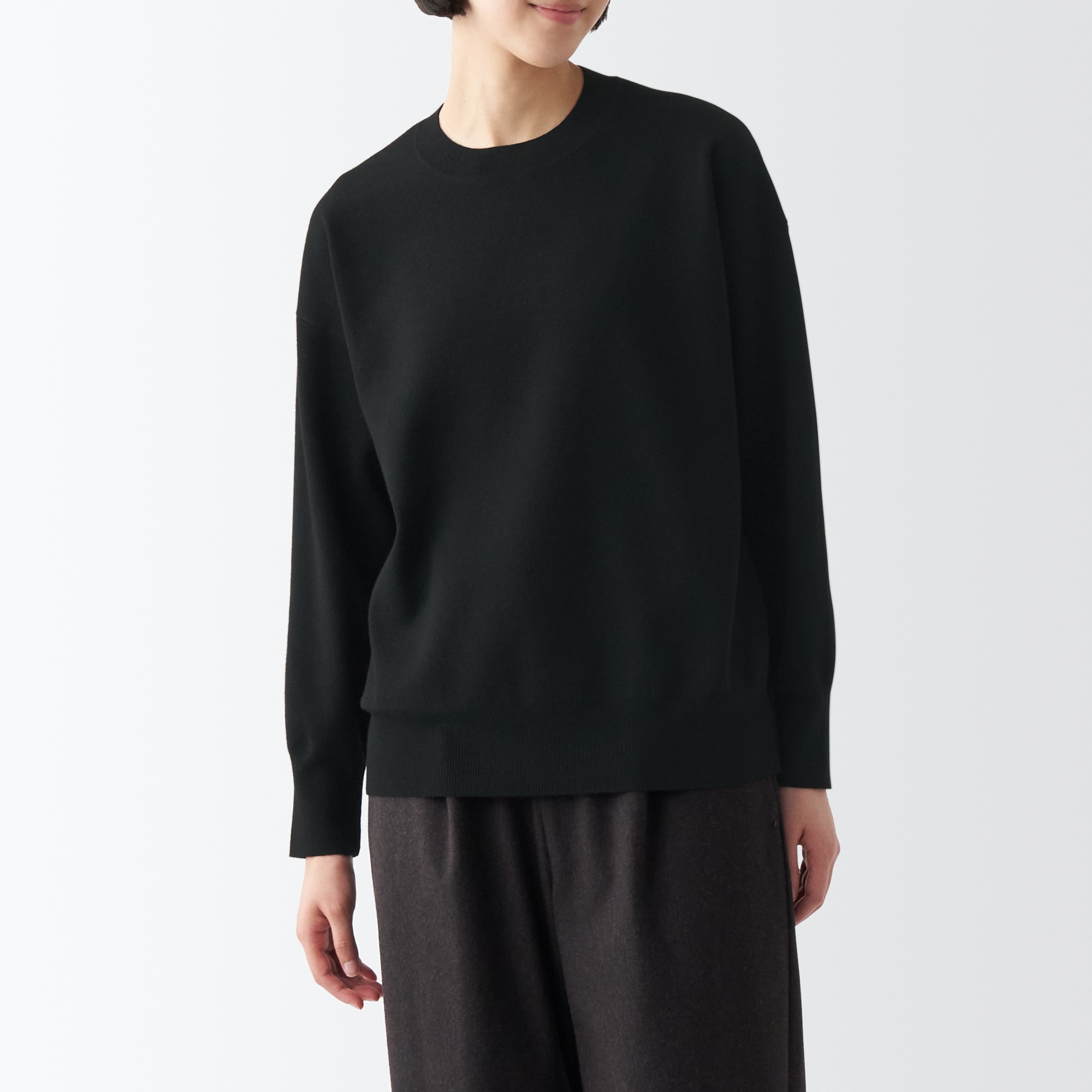 洗えるミラノリブ編みクルーネックセーター（婦人）