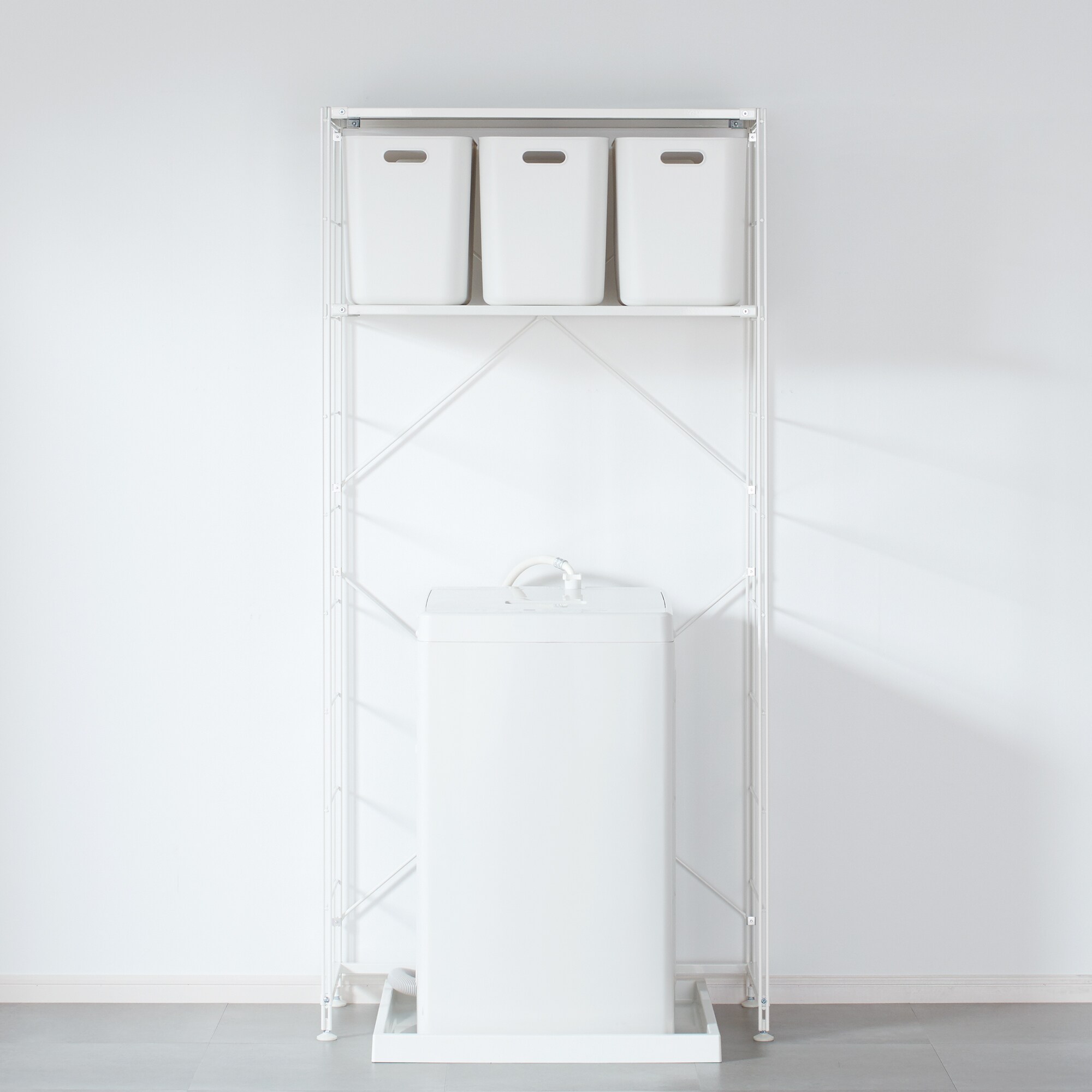 【数量限定】スチールユニットシェルフ　ランドリーセット　ライトグレー