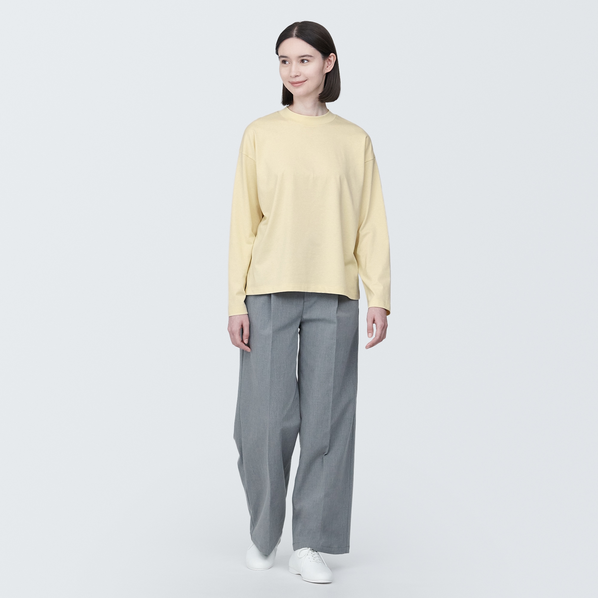 婦人　天竺編みクルーネック長袖Ｔシャツ