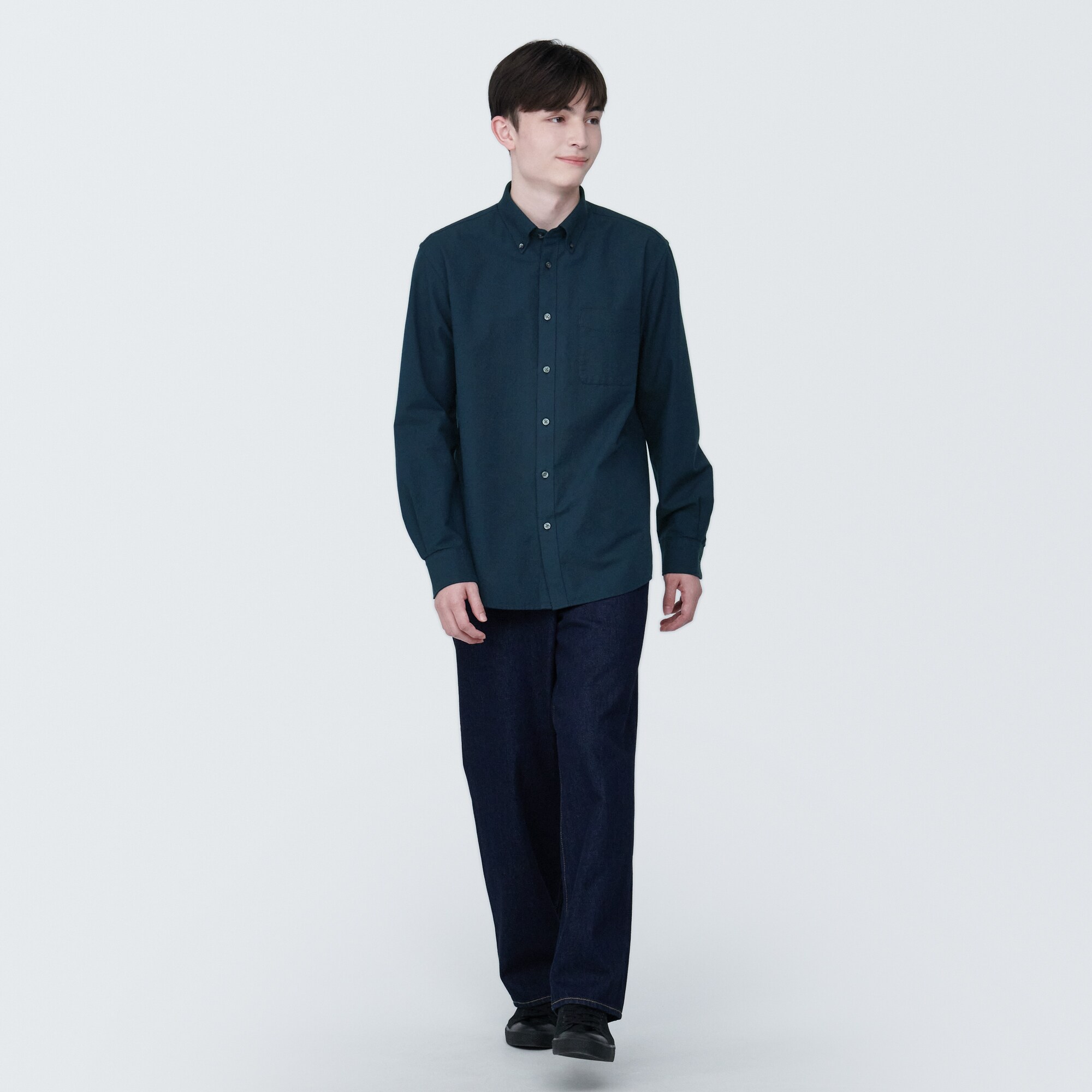 紳士　洗いざらしオックスボタンダウン長袖シャツ