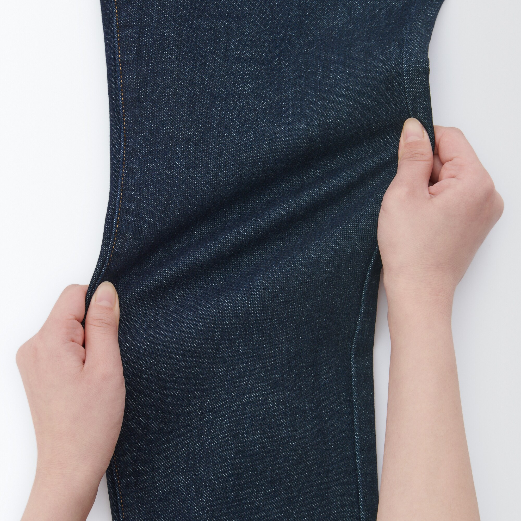 縦横ストレッチデニム産後もはけるスリムストレートパンツ