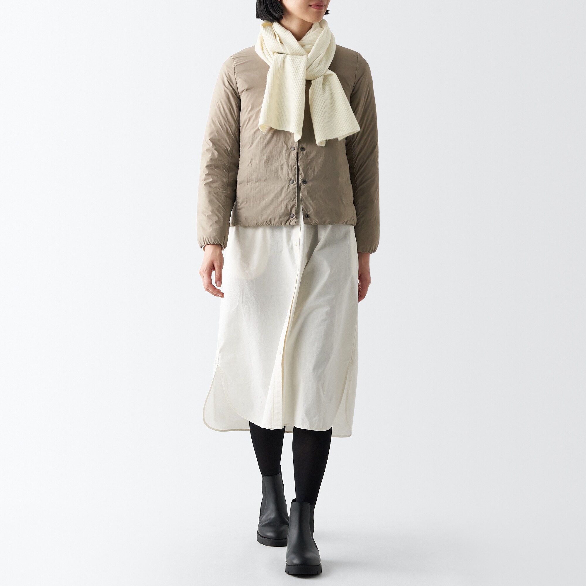 再生ポリエステル混　リブ編み　マフラー　