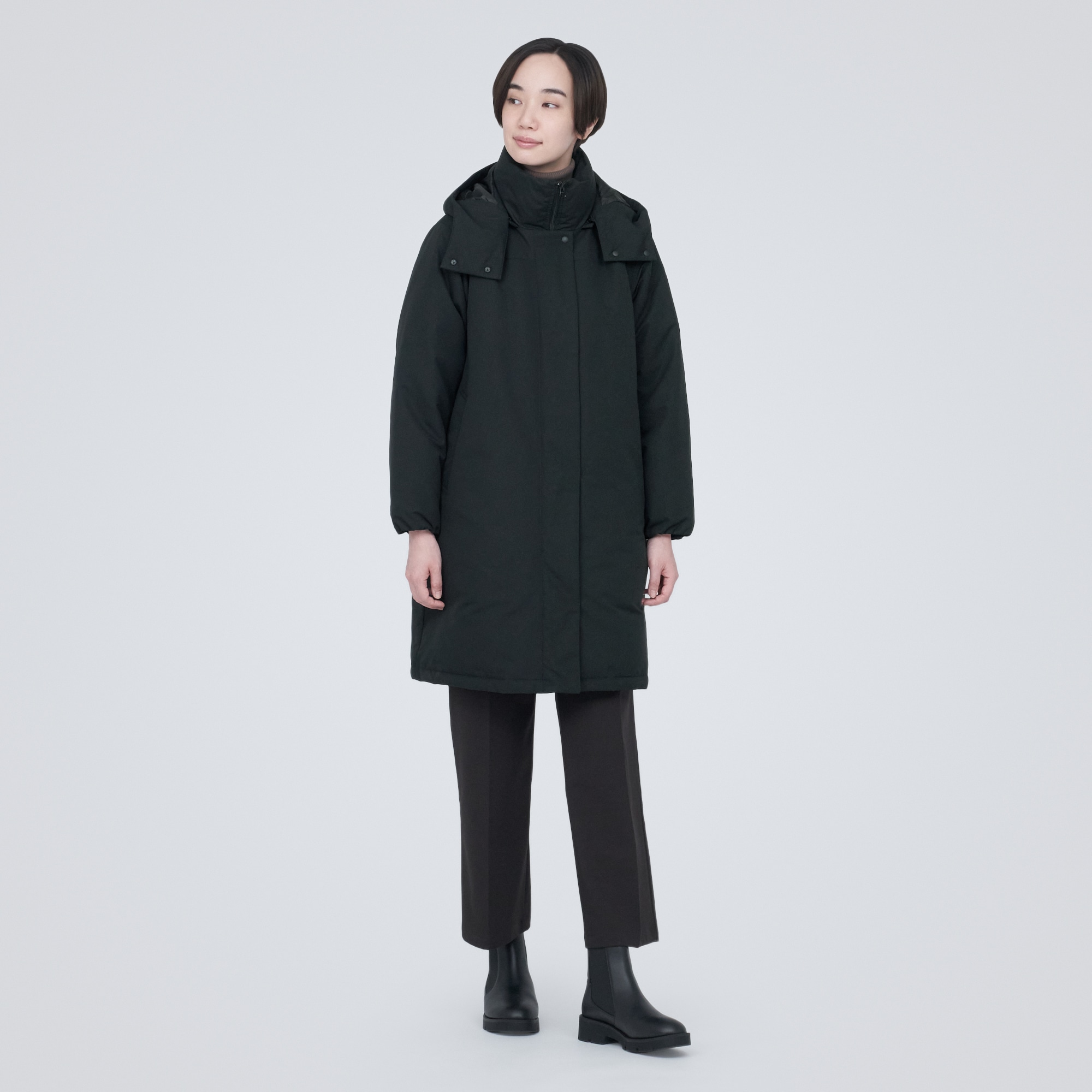 撥水フード付きダウンコート