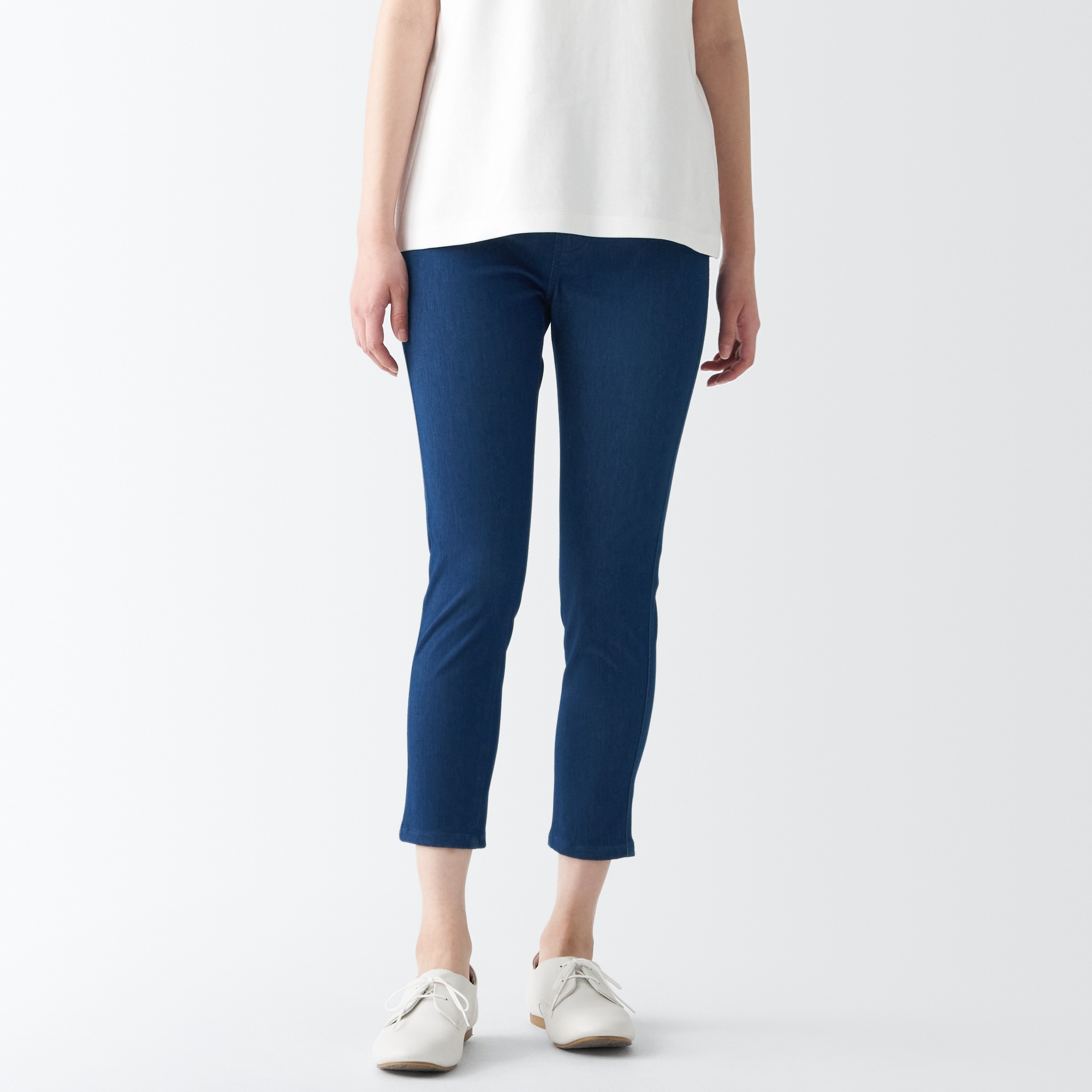 涼感ストレッチデニムクロップドレギンスパンツ