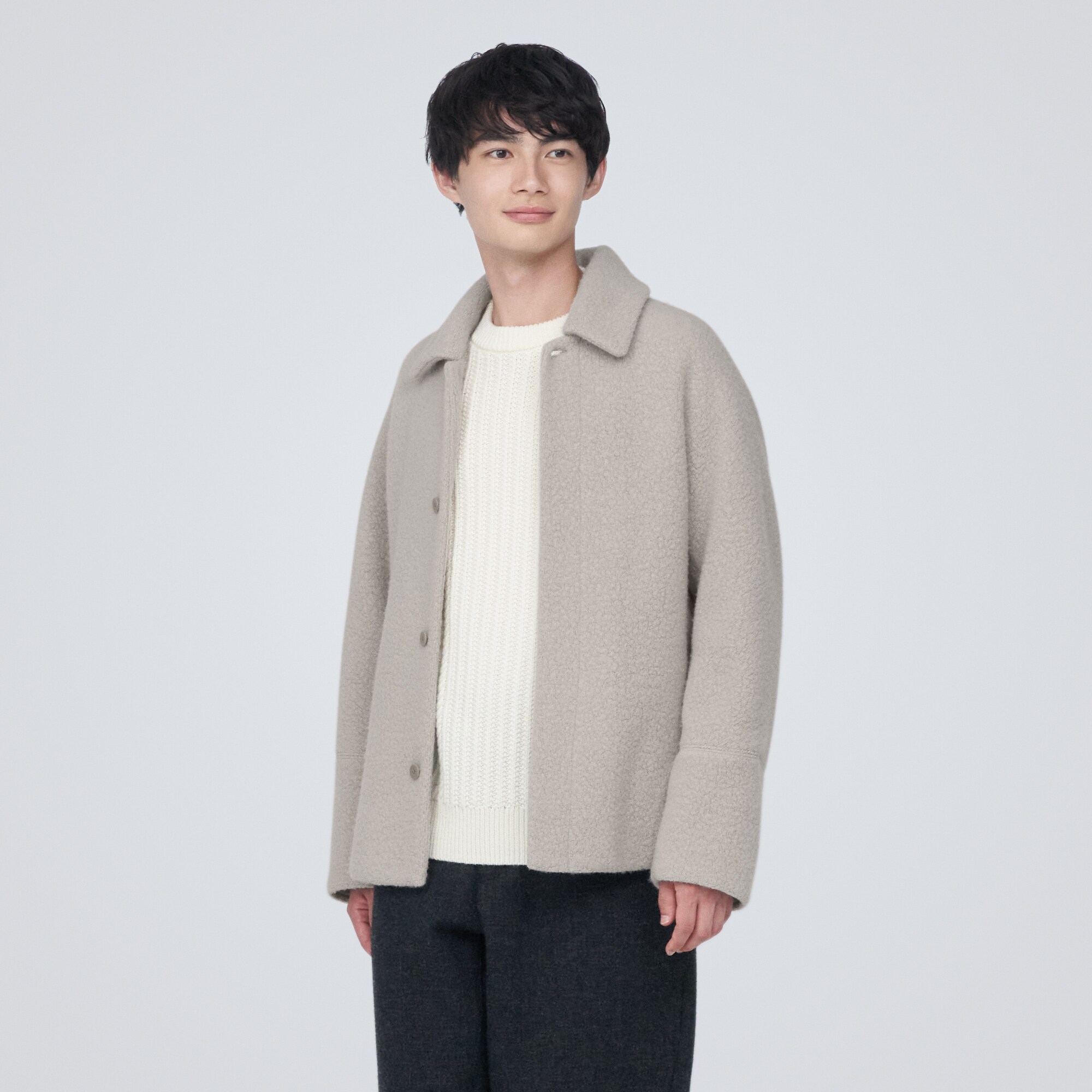 再生ウール混ボアコート（紳士）
