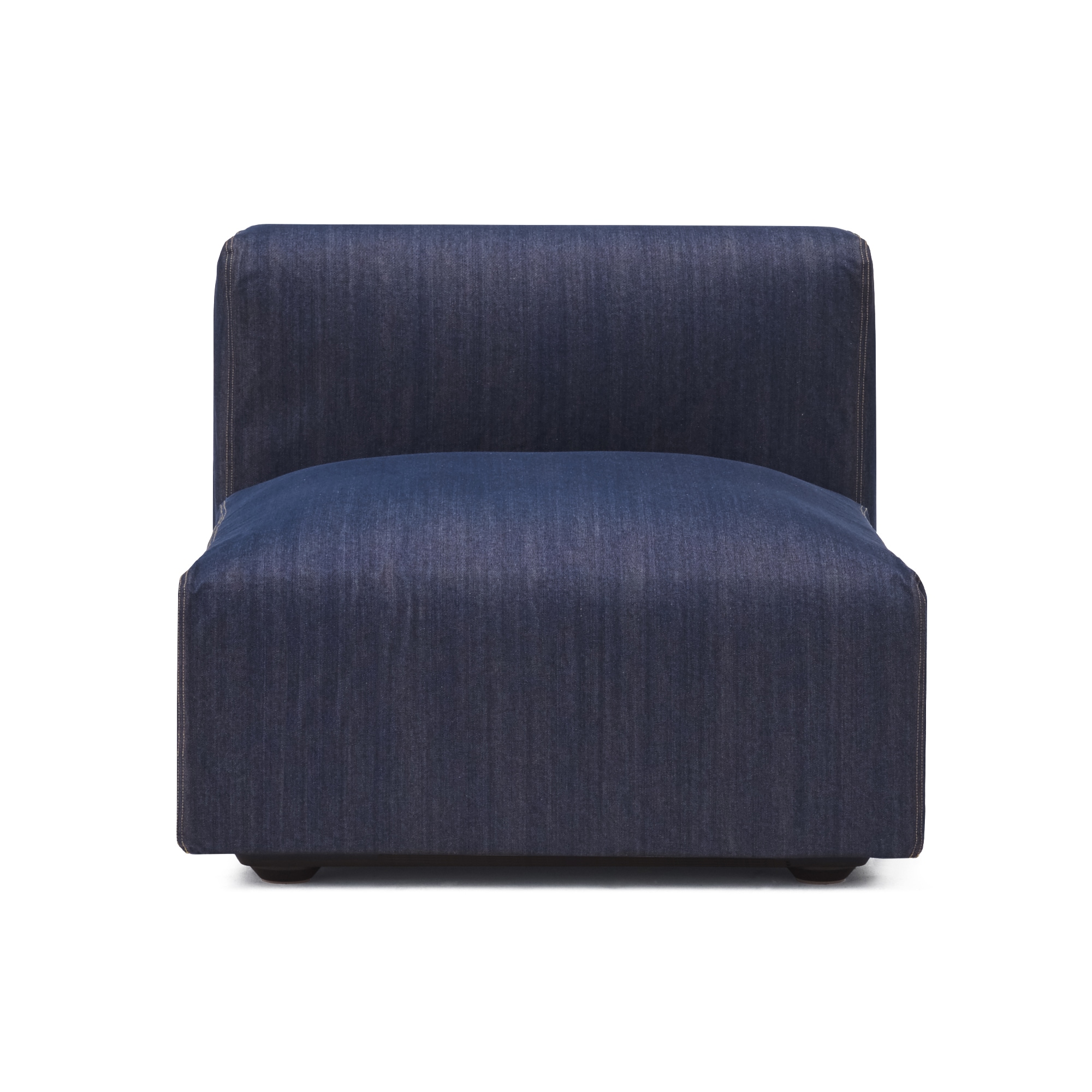 【カバー】綿デニムユニットソファアームレス・大・幅７７ｃｍ用カバー／ブルー