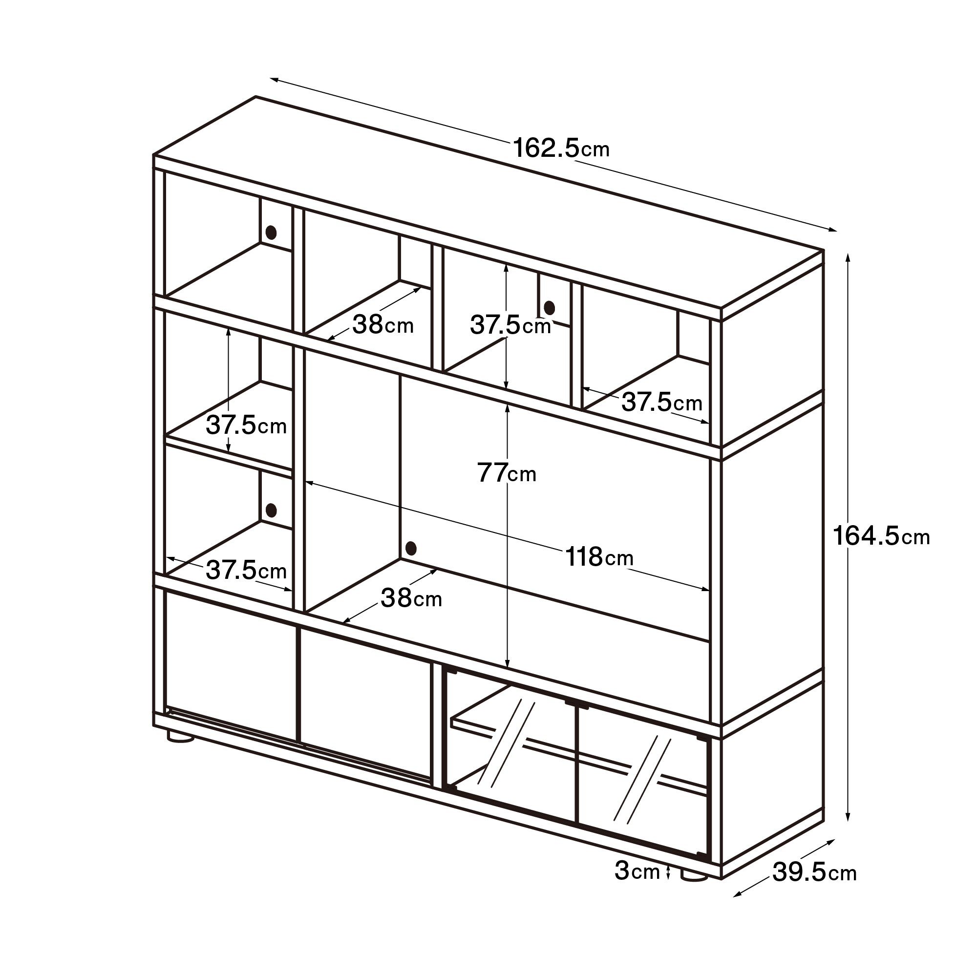 スタッキングキャビネット・Ｃセット／オーク材