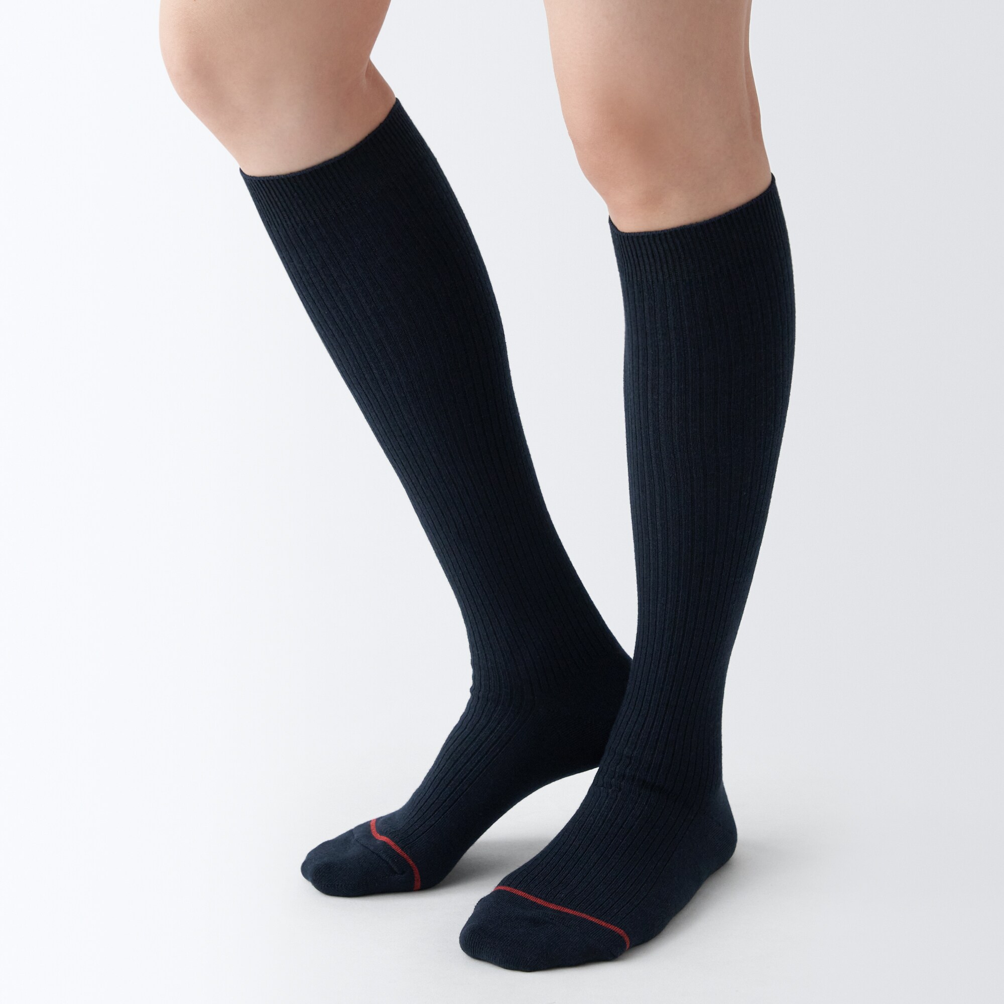 足なり直角　履き口やわらか　あったか綿　リブハイソックス（ウール入り／婦人）