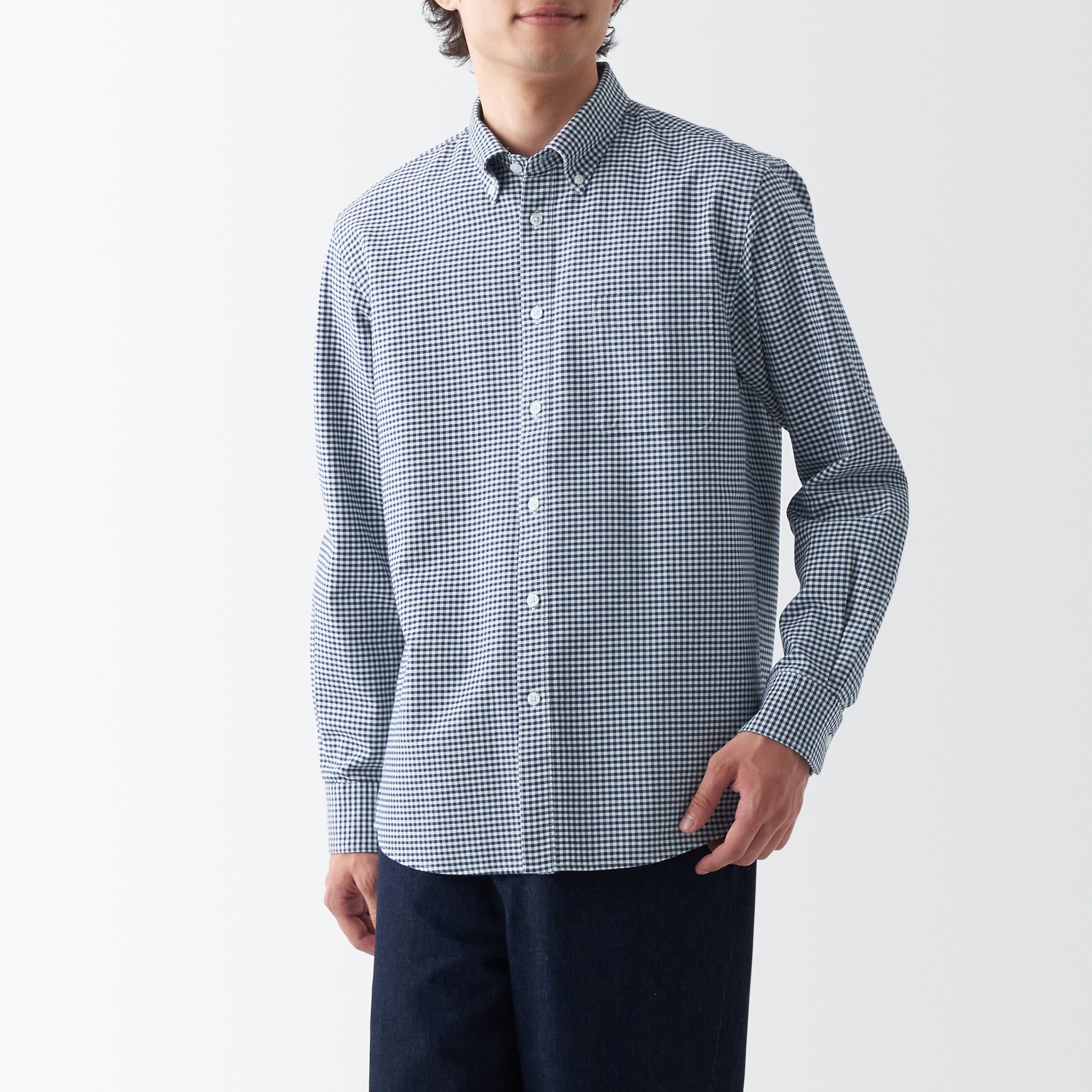 【新仕様・ハンガーループなし】洗いざらしオックスボタンダウン長袖シャツ