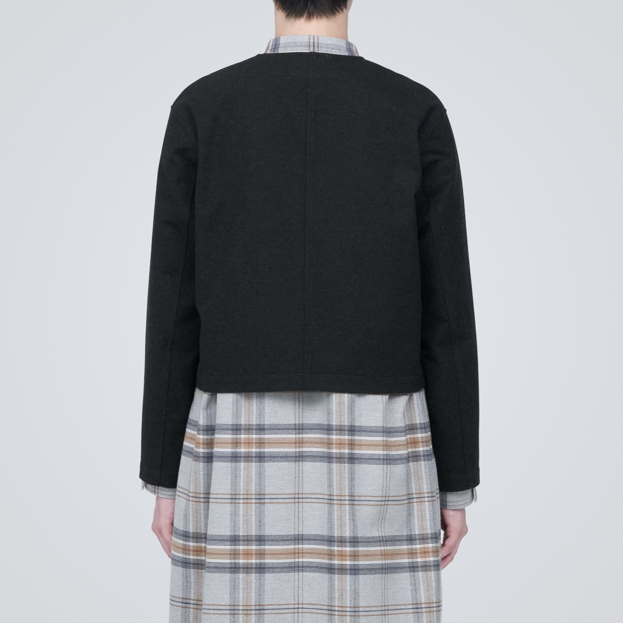 ストレッチ起毛ノーカラージャケット