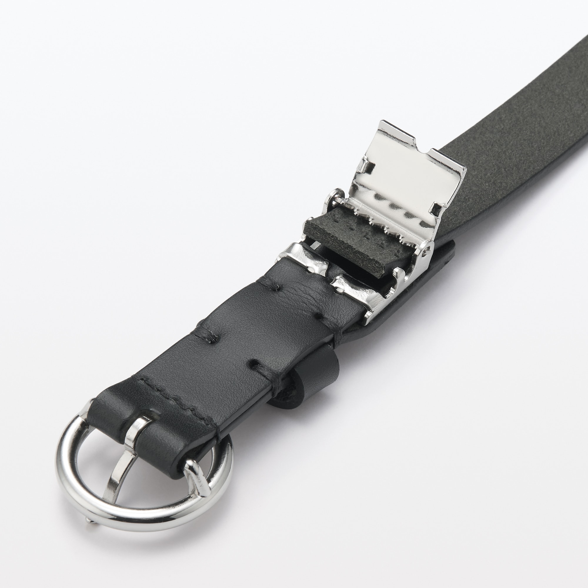 ヌメ革　長さを調節できる　丸リング細ベルト