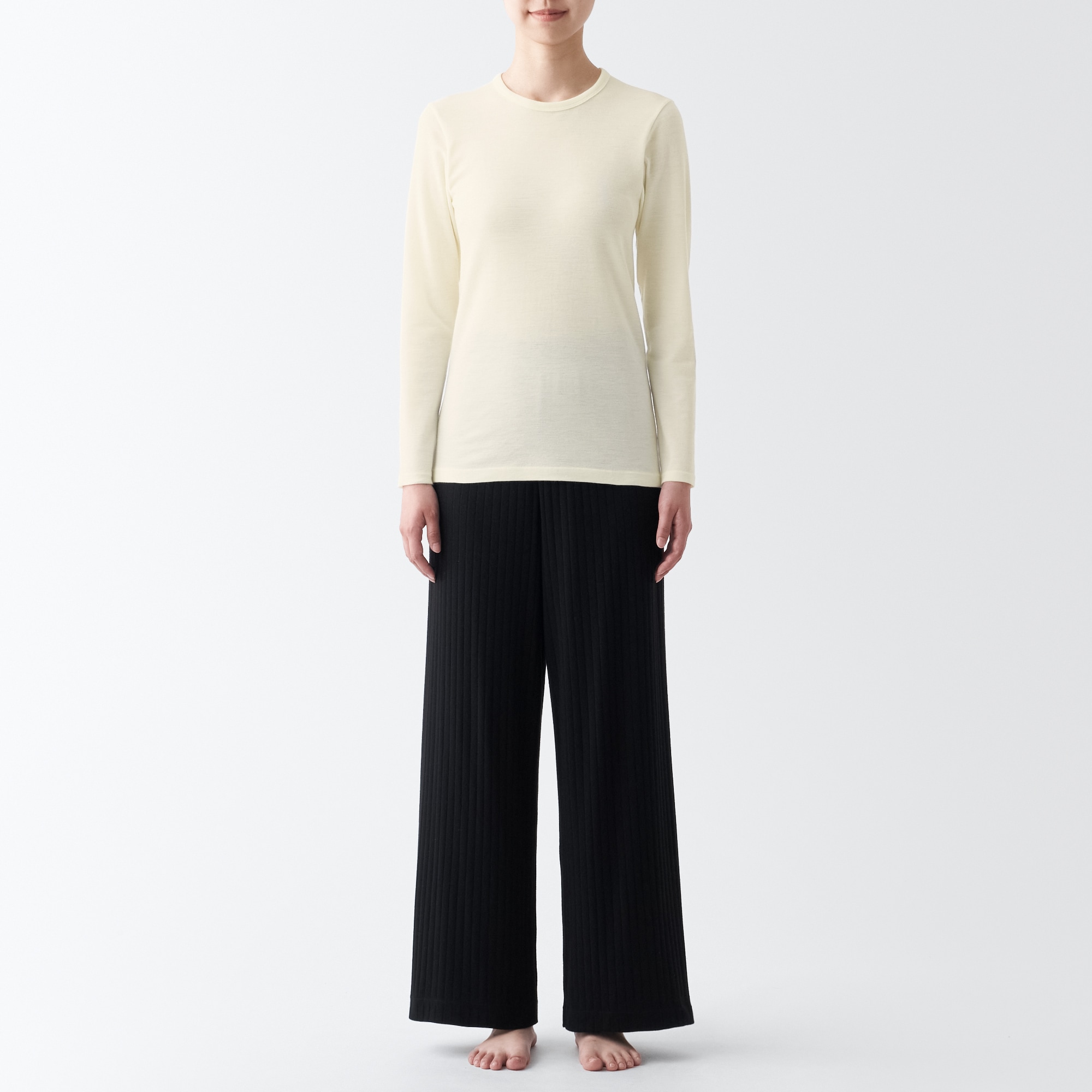 ウールクルーネック長袖Ｔシャツ