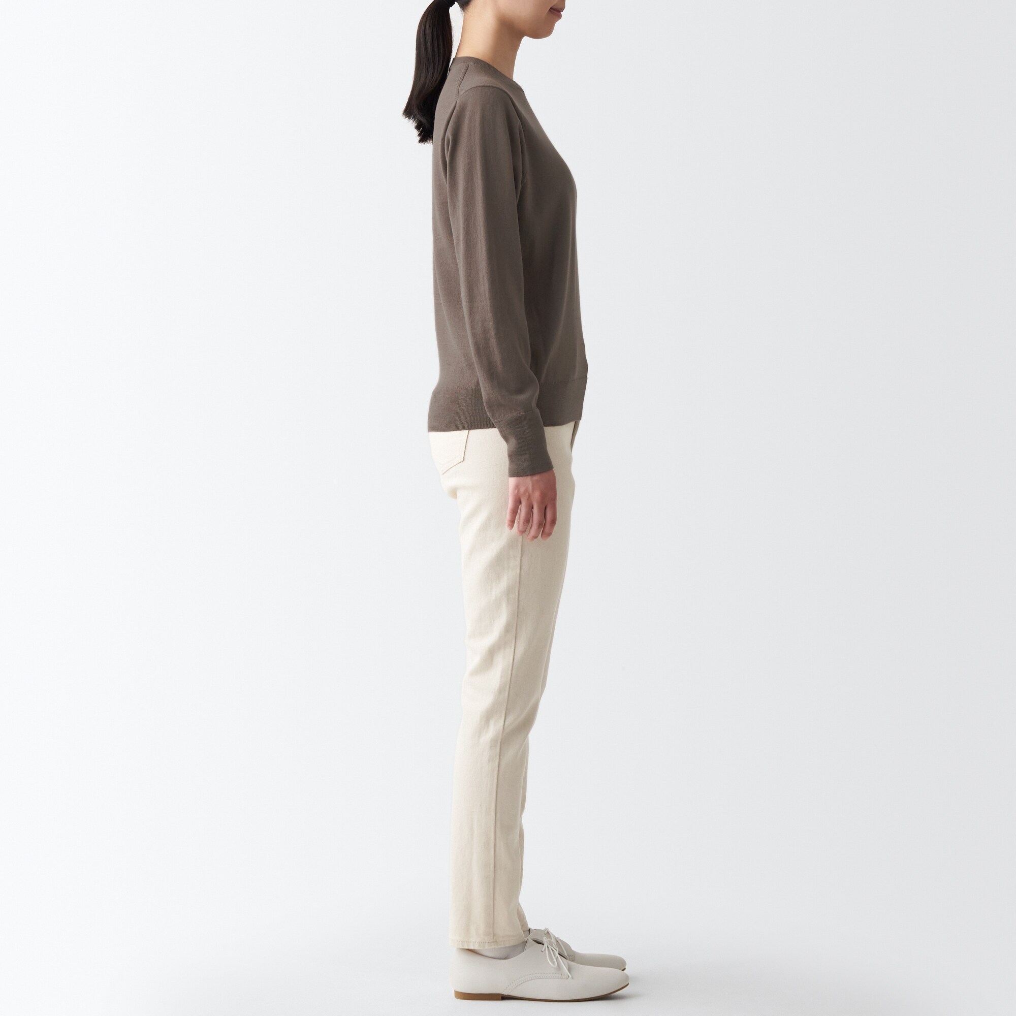 メリノウール洗えるクルーネックセーター