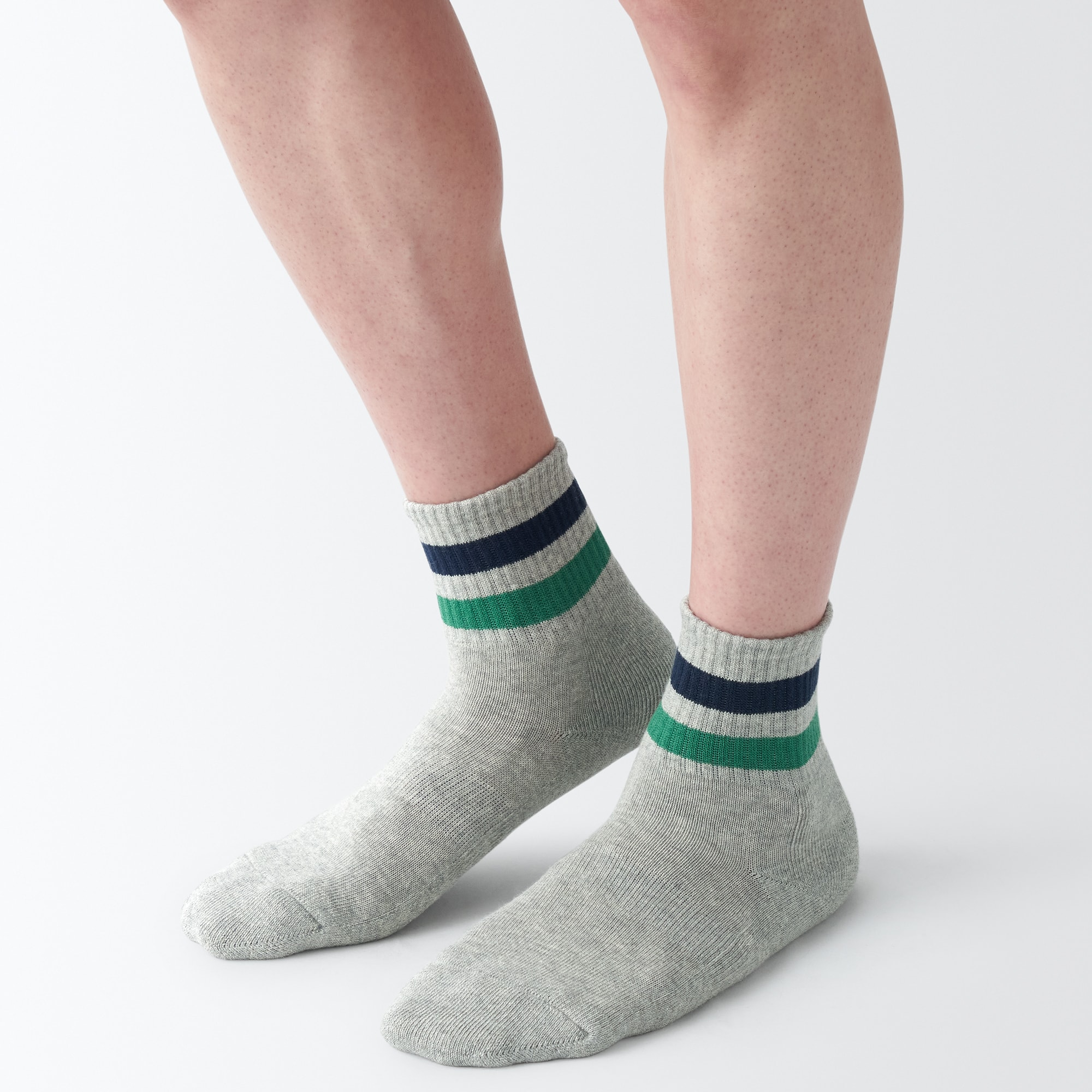 【ネットストア先行販売】紳士　足なり直角　パイル編み　ショート丈靴下（ライン）