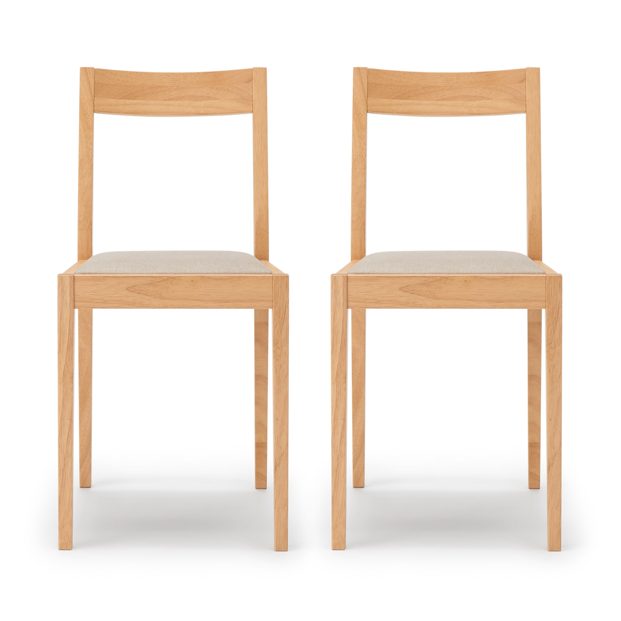 木製チェア（２脚セット）　ラバーウッド材　ナチュラル