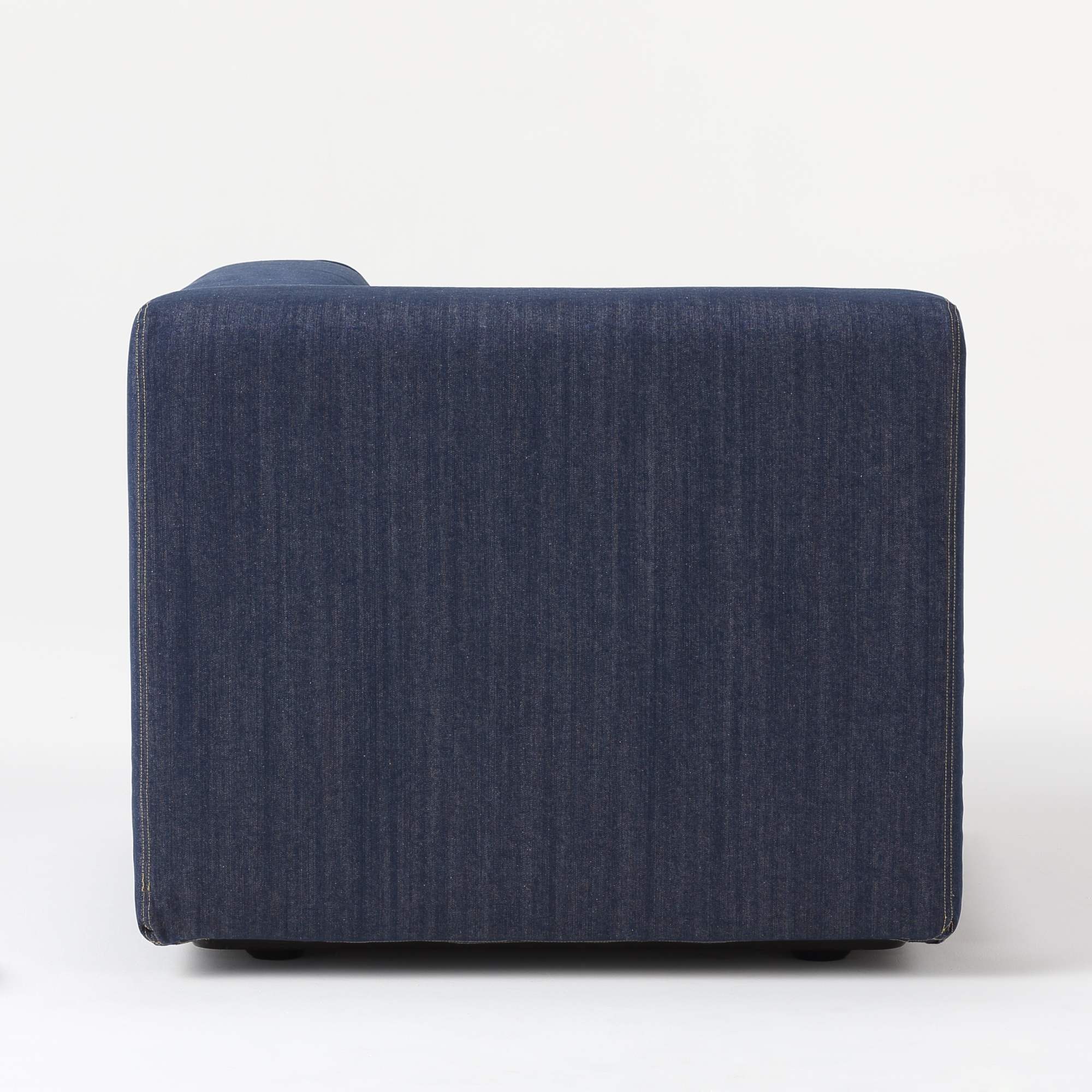 【カバー】綿デニムユニットソファアーム付小用カバー／ブルー