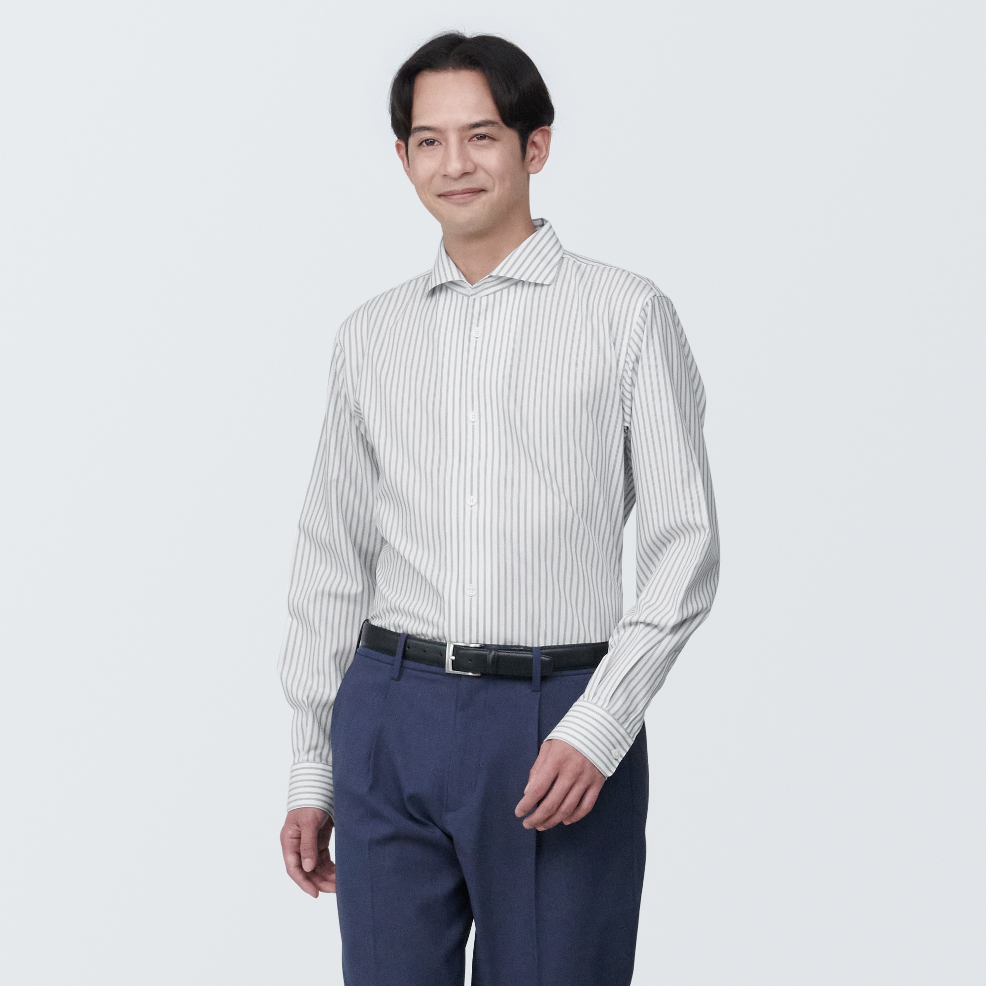 紳士　ノンアイロンカッタウェイカラー長袖シャツ