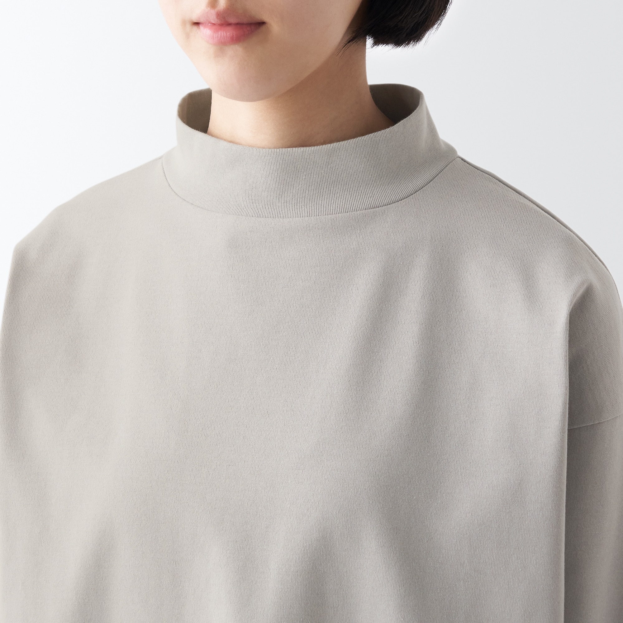 天竺編みハイネック長袖Ｔシャツ