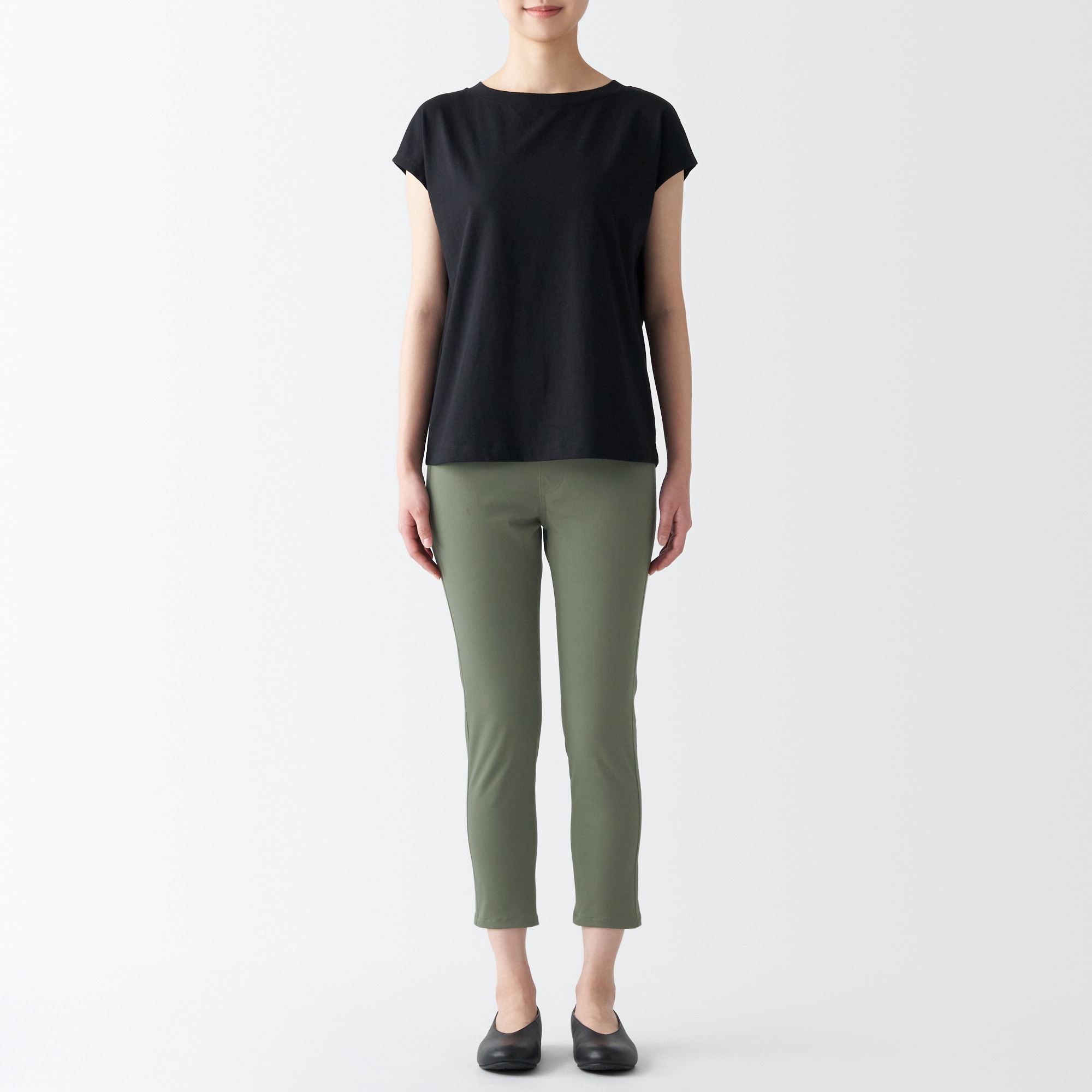 涼感ストレッチクロップドレギンスパンツ